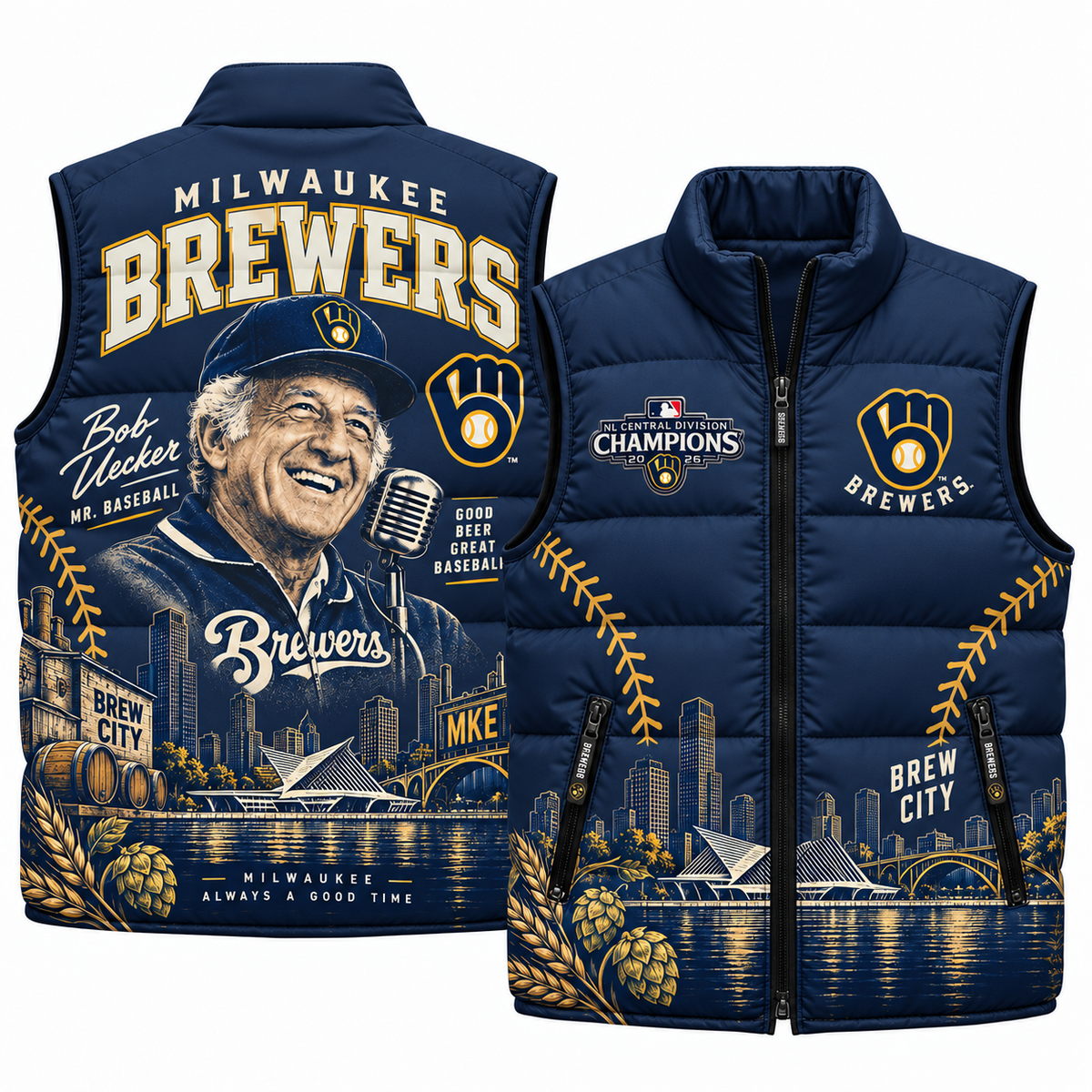 MIL Bob Uecker Puffer Vest - Printed