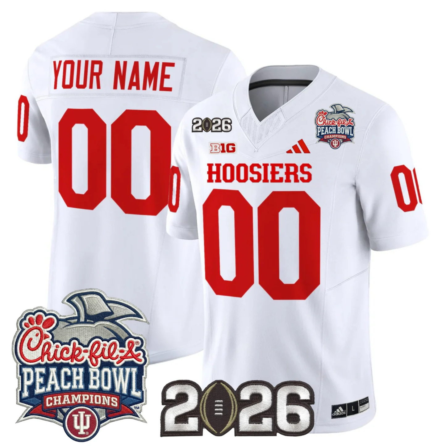 Indiana Hoosiers Peach Bowl Champions & 2026 CFP Finals Patch Vapor Limited Custom Jersey V1 - All Stitched