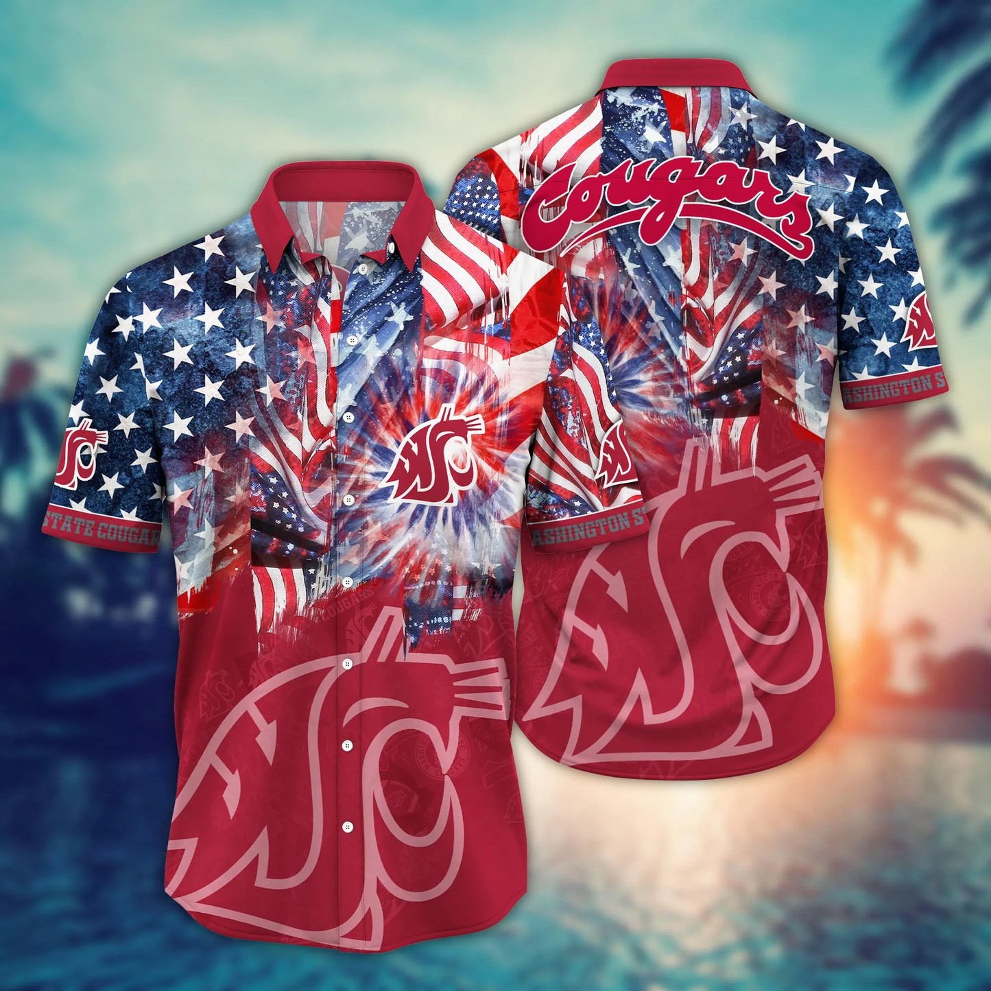 Washington State Cougars - Hawaii Shirt For Fans, Summer Football Shirts