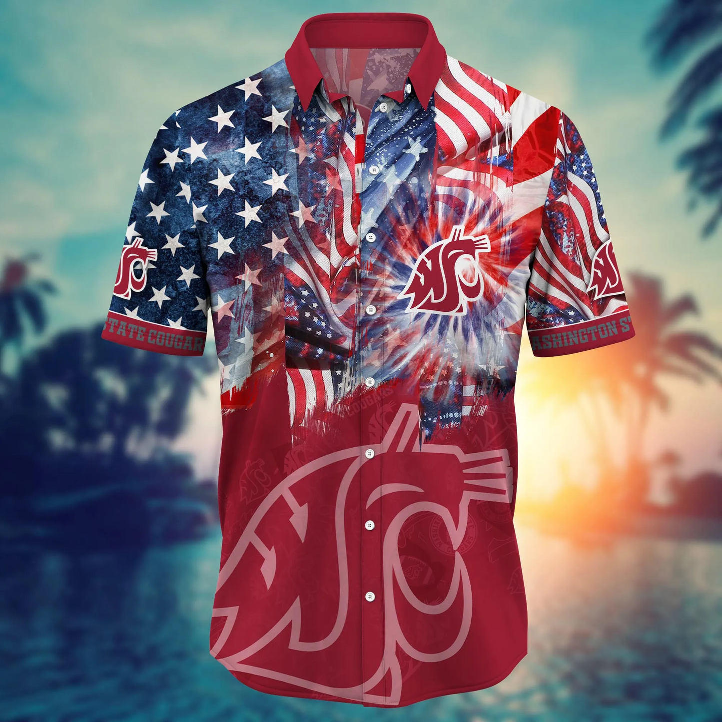 Washington State Cougars - Hawaii Shirt For Fans, Summer Football Shirts VT-HW001