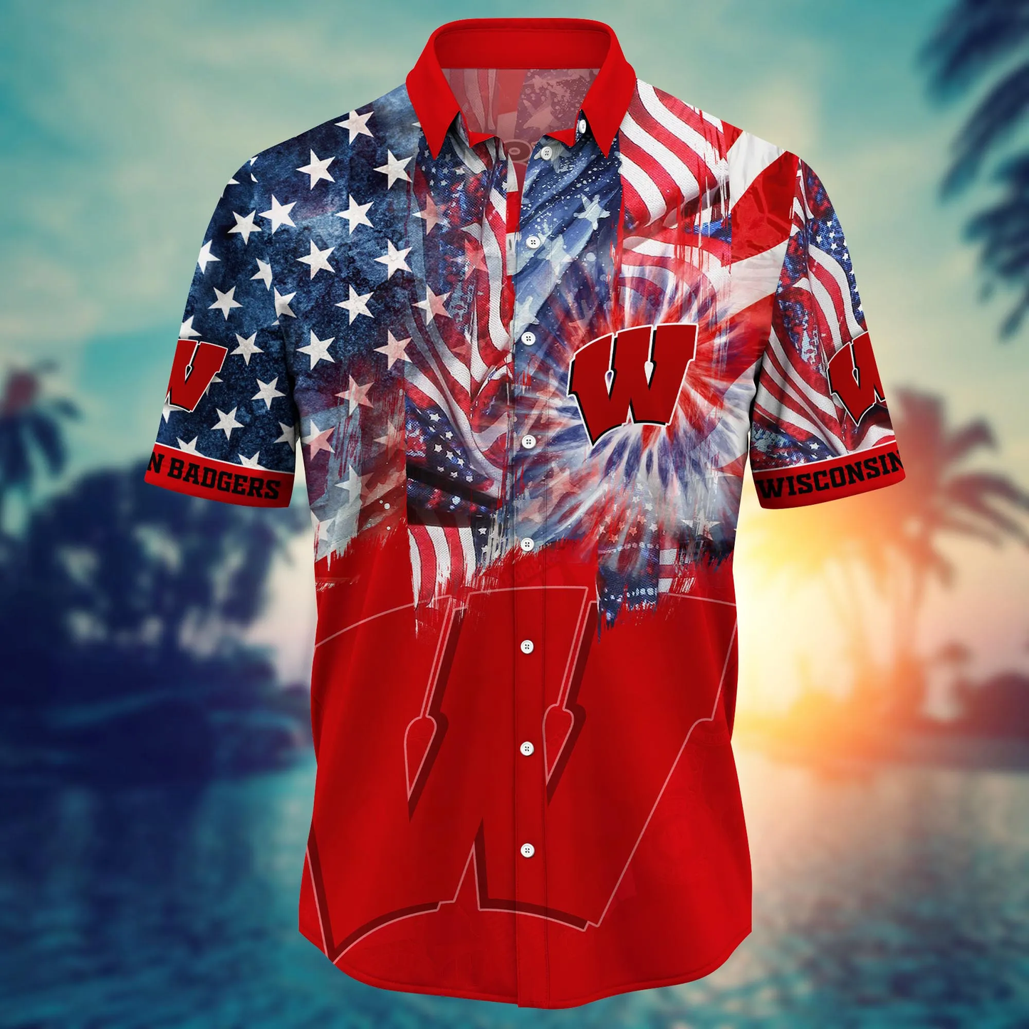 Wisconsin Badgers - Hawaii Shirt For Fans, Summer Football Shirts VT-HW001