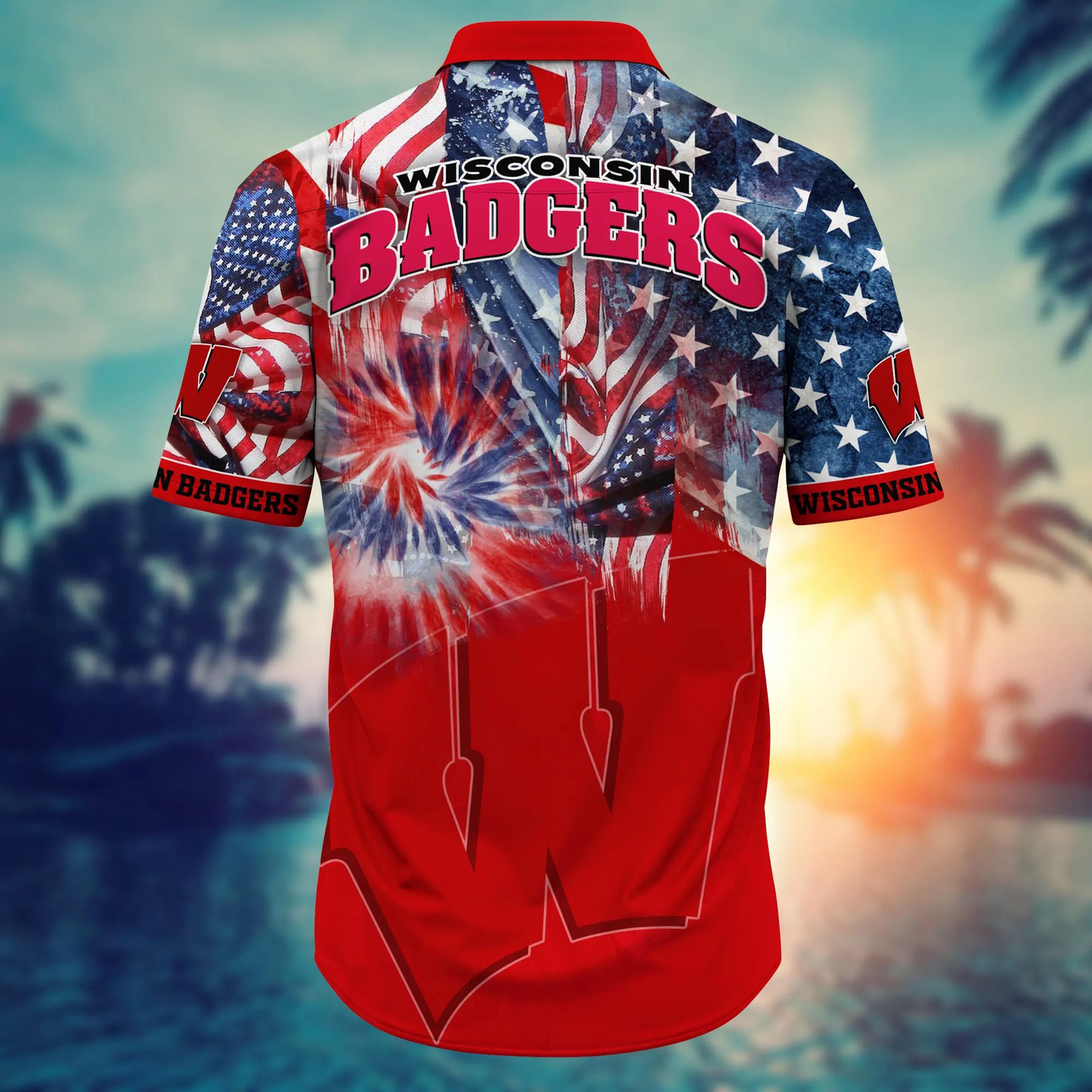 Wisconsin Badgers - Hawaii Shirt For Fans, Summer Football Shirts VT-HW001