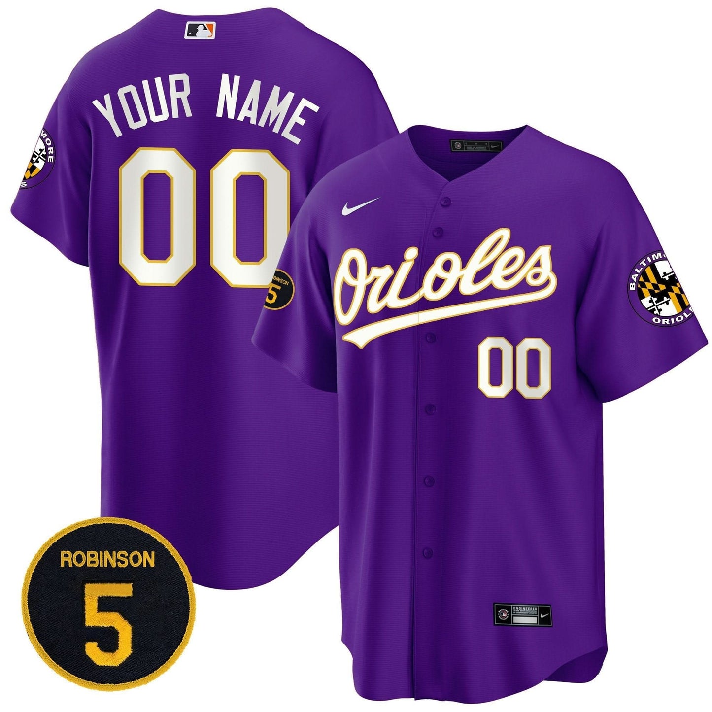 Baltimore Orioles Robinson Patch Cool Base Custom Jersey – All Stitched