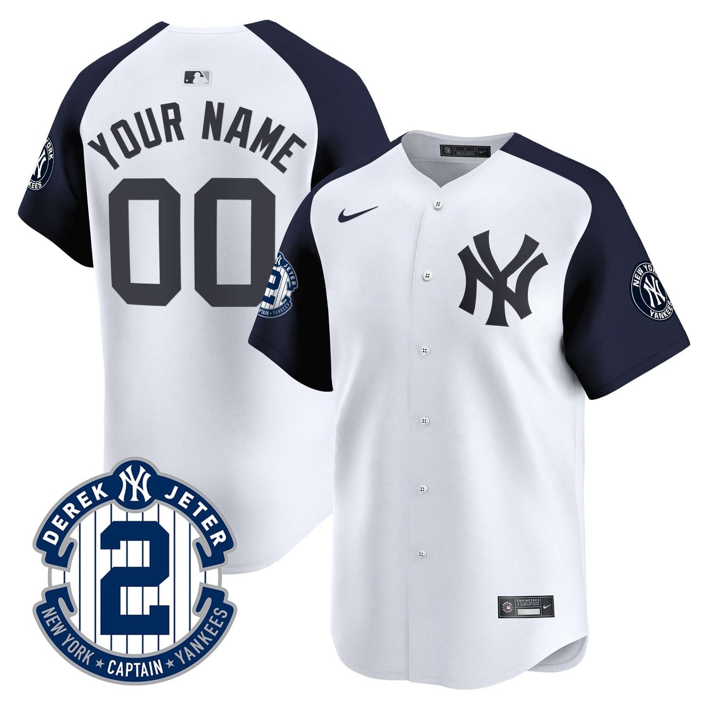New York Yankees Derek Jeter Patch Vapor Premier Limited Custom Jersey - All Stitched