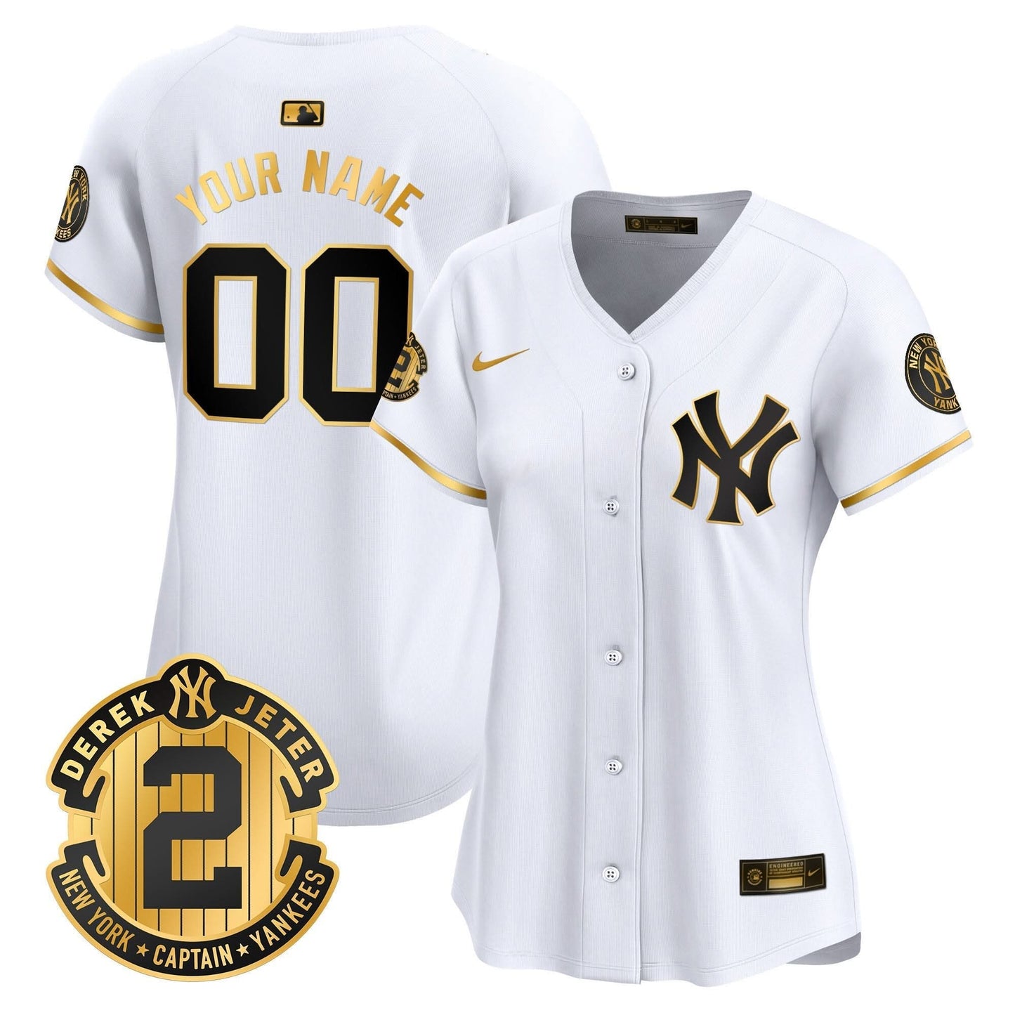 New York Yankees Derek Jeter Patch Vapor Premier Limited Custom Jersey - All Stitched