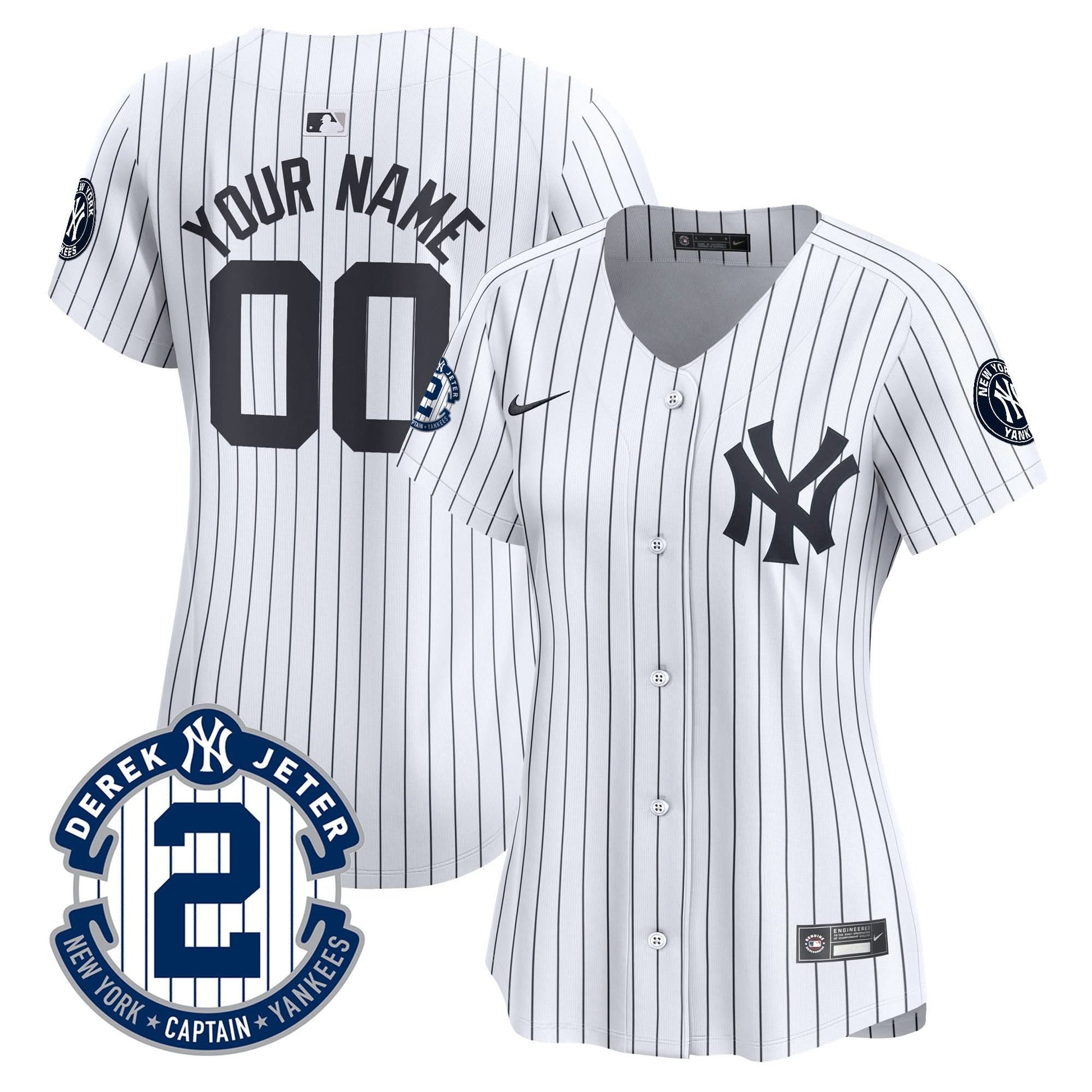New York Yankees Derek Jeter Patch Vapor Premier Limited Custom Jersey - All Stitched