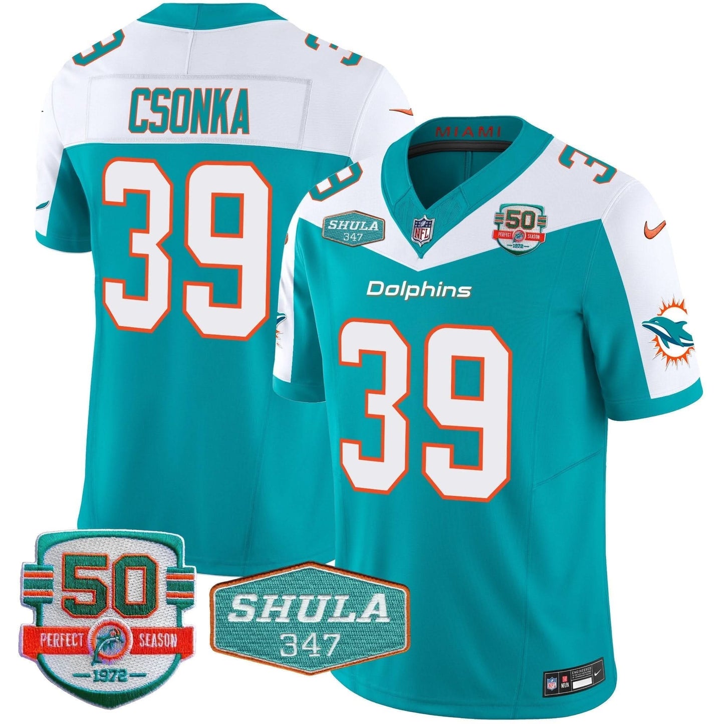 Dolphins Shula 347 Patch Vapor Limited Jersey V2 - All Stitched