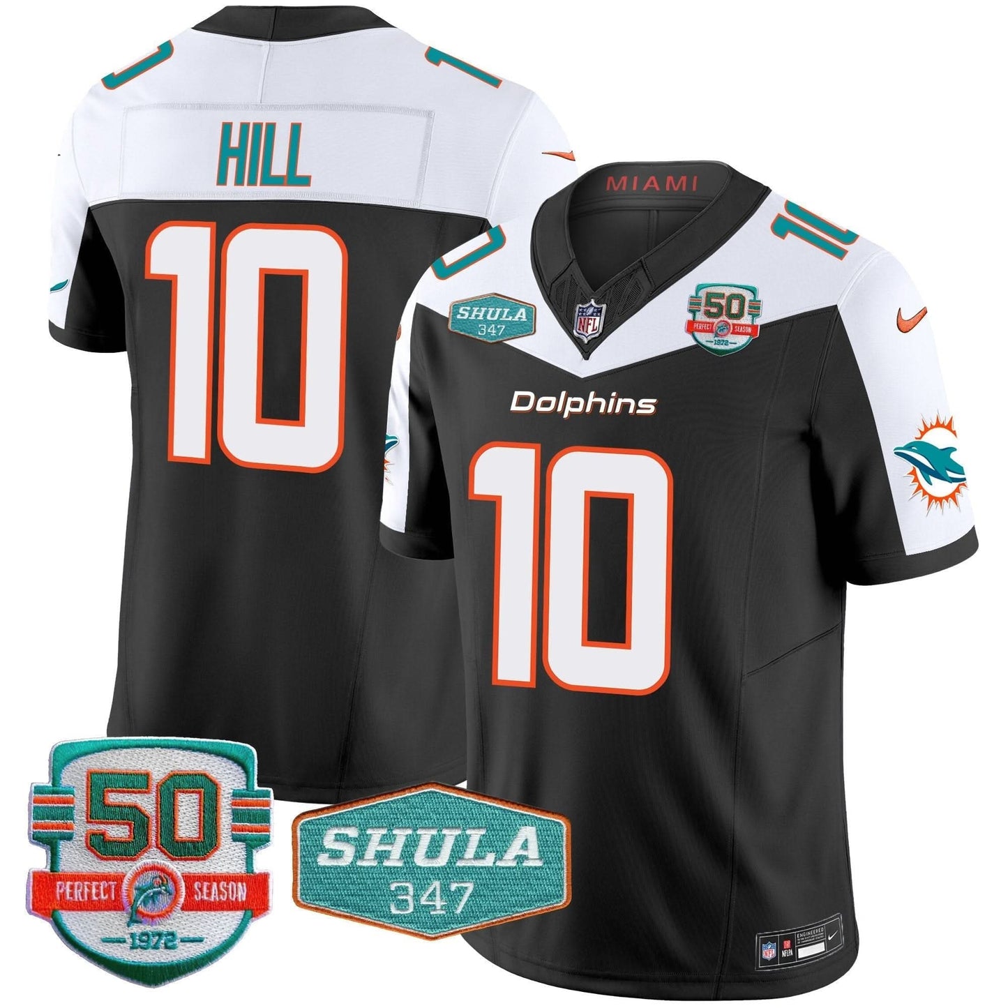 Dolphins Shula 347 Patch Vapor Limited Jersey V2 - All Stitched