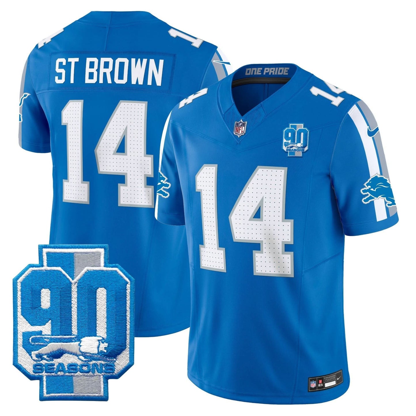Detroit Lions 90th Year Patch Vapor Limited Jersey - All Stitched