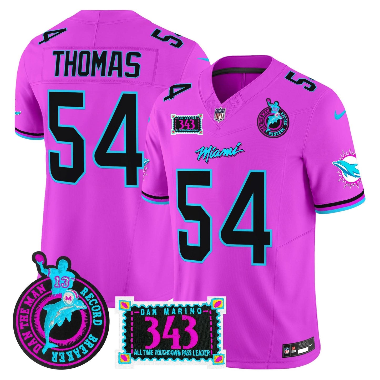 Dolphins Dan the Man Record Breaker Patch Vapor Limited Jersey - All Stitched