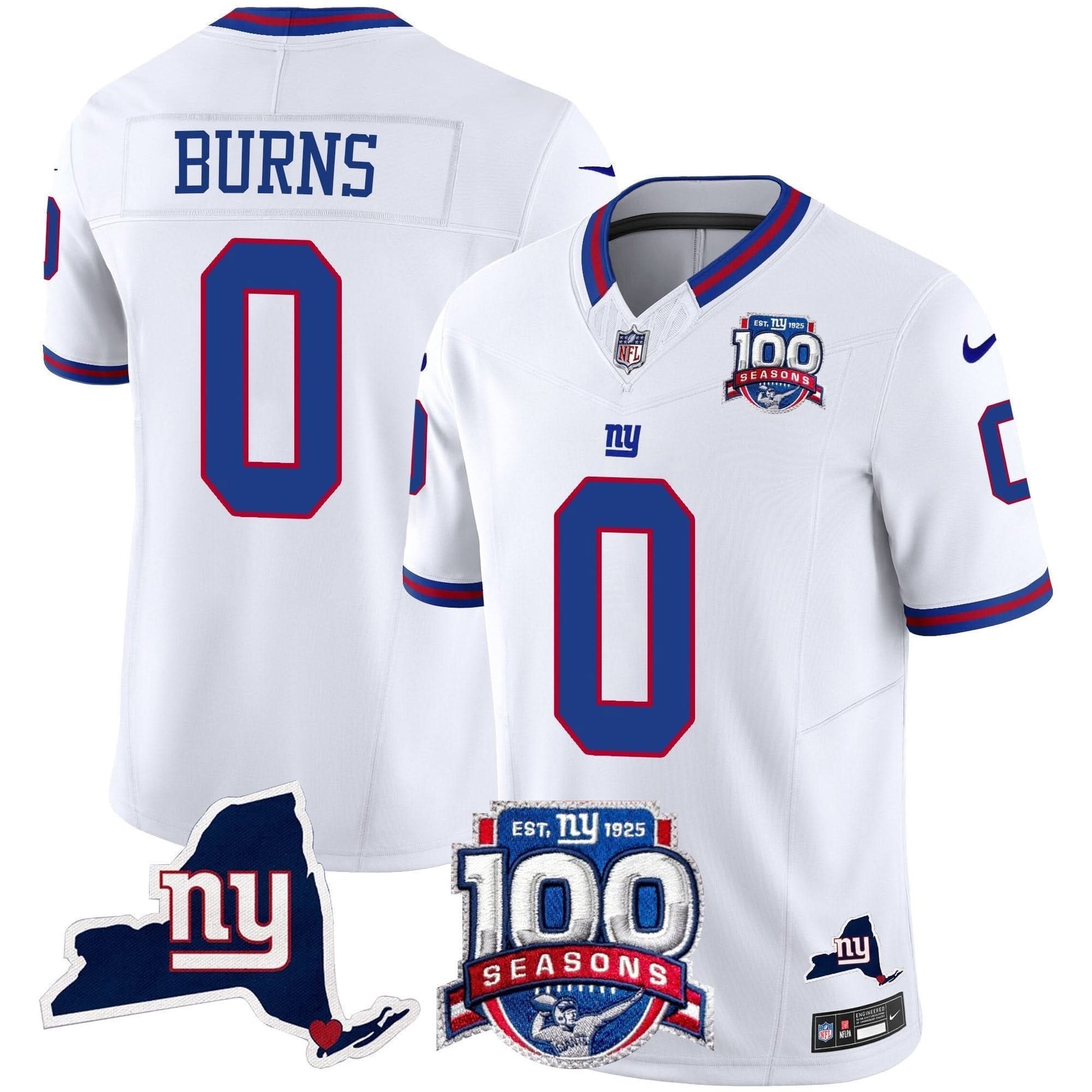 Men's New York Giants 100th Season & State Patch Vapor Limited Jersey - All Stitched