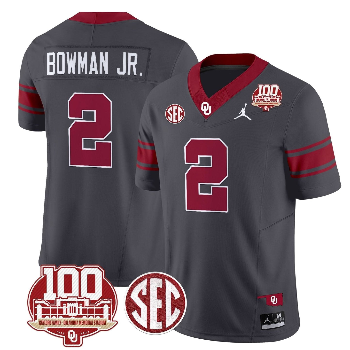 Oklahoma Sooners 100th Anniversary Patch Vapor Limited Jersey - All Stitched