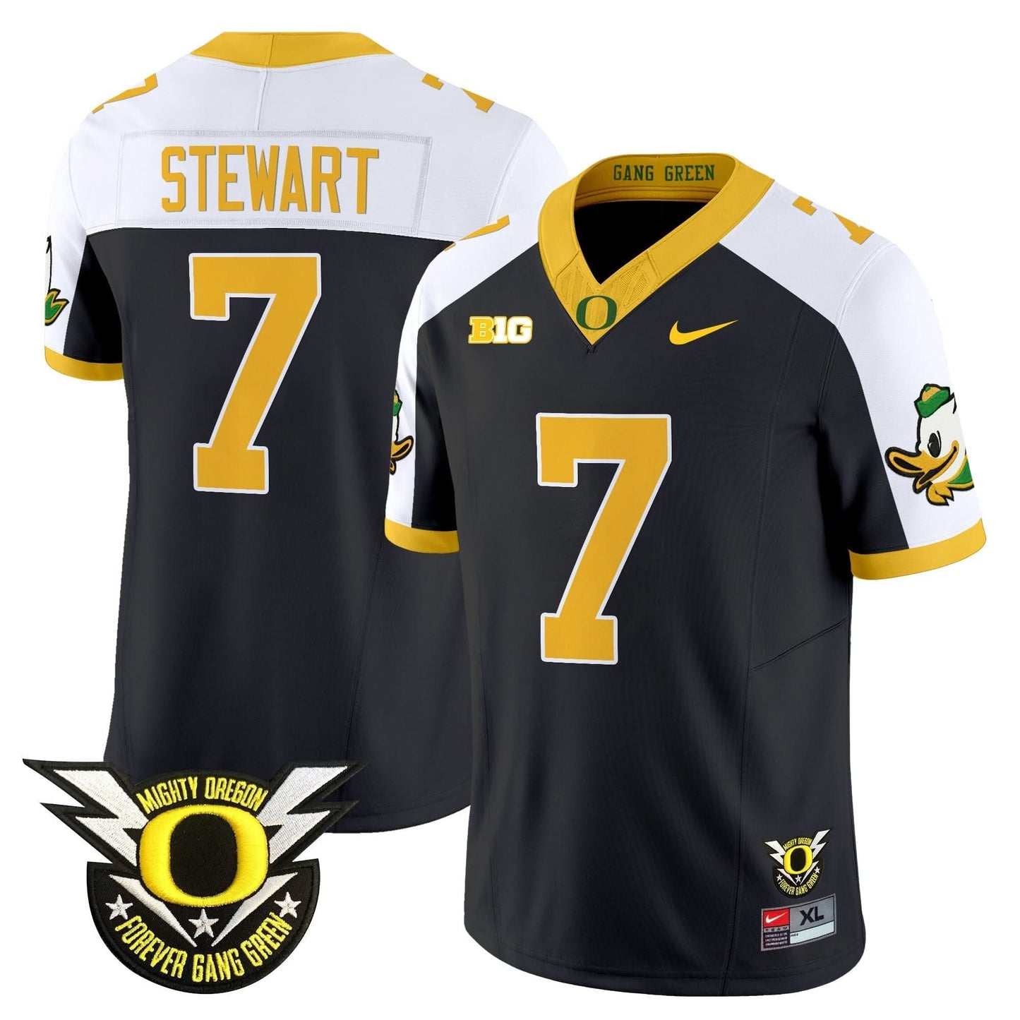 Oregon Ducks 2024 Forever Gang Green & BIG Patch Vapor Limited Jersey - All Stitched
