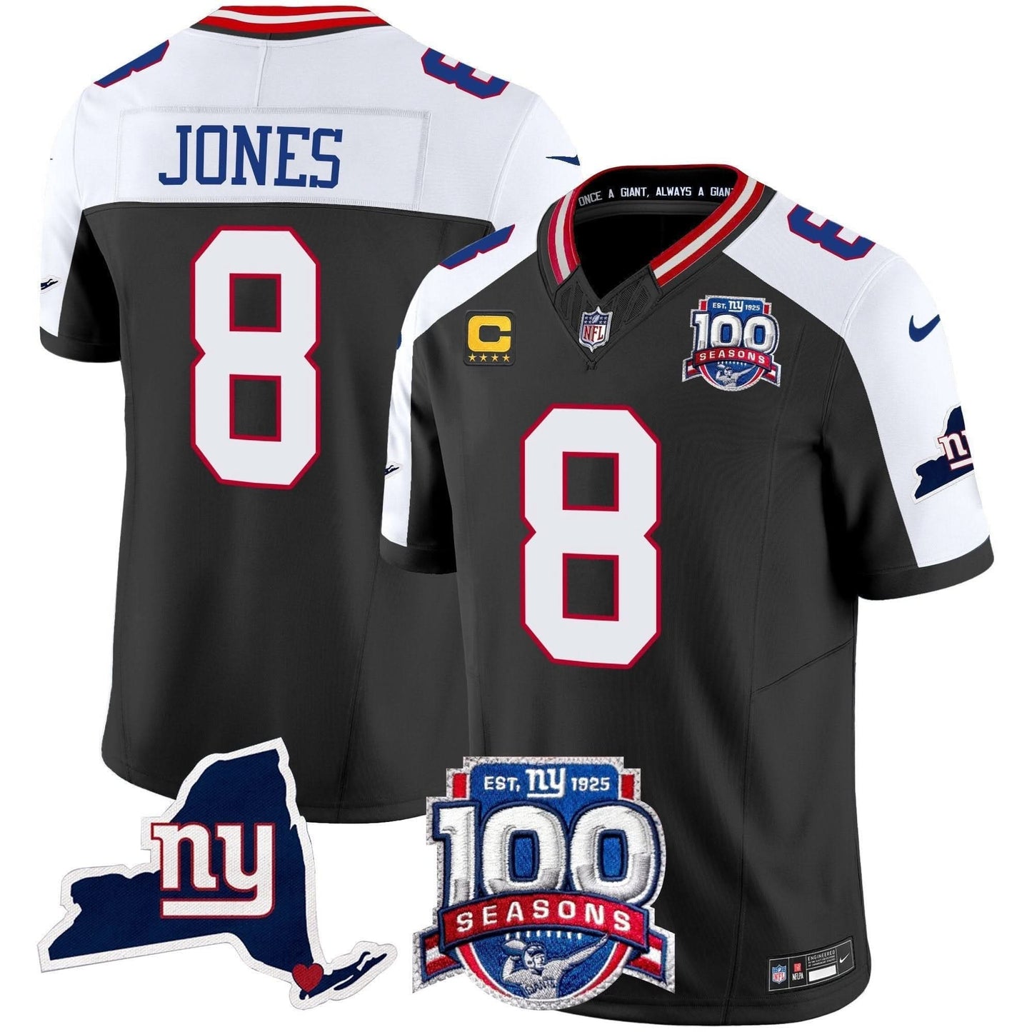 Men's New York Giants 100th Season & State Patch Vapor Limited Jersey - All Stitched