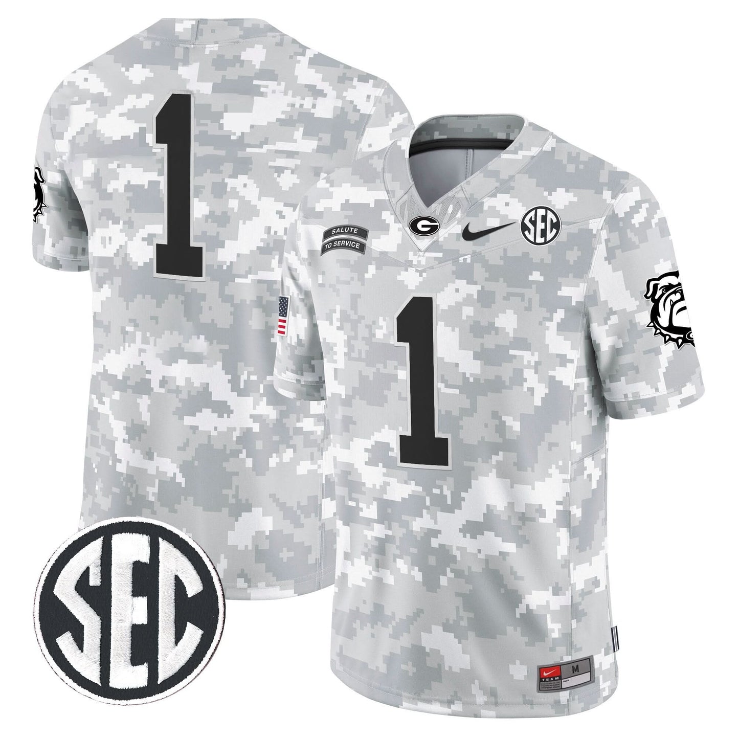 Georgia Bulldogs 2024 Salute to Service Vapor Limited Jersey - Arctic Camo - All Stitched