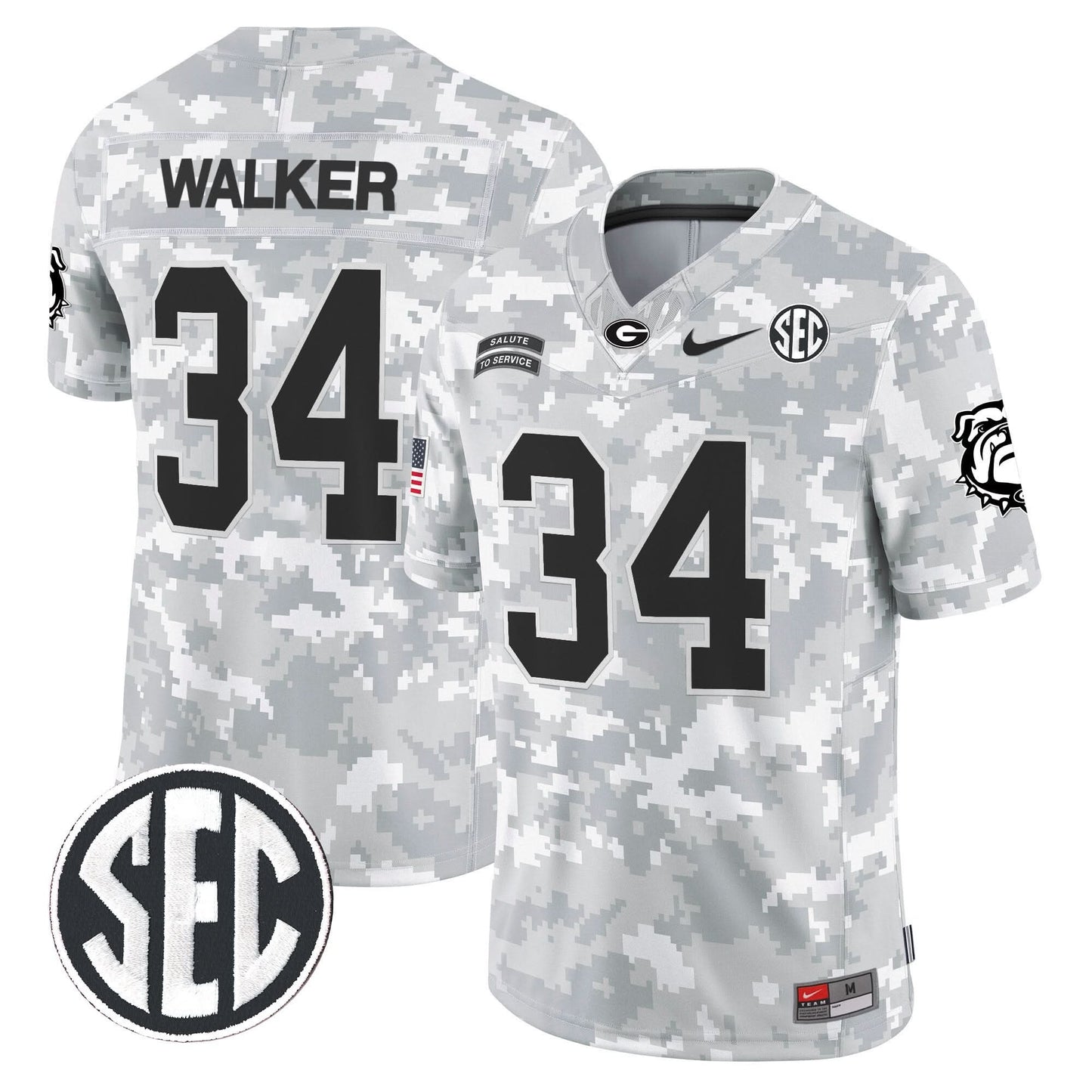 Georgia Bulldogs 2024 Salute to Service Vapor Limited Jersey - Arctic Camo - All Stitched