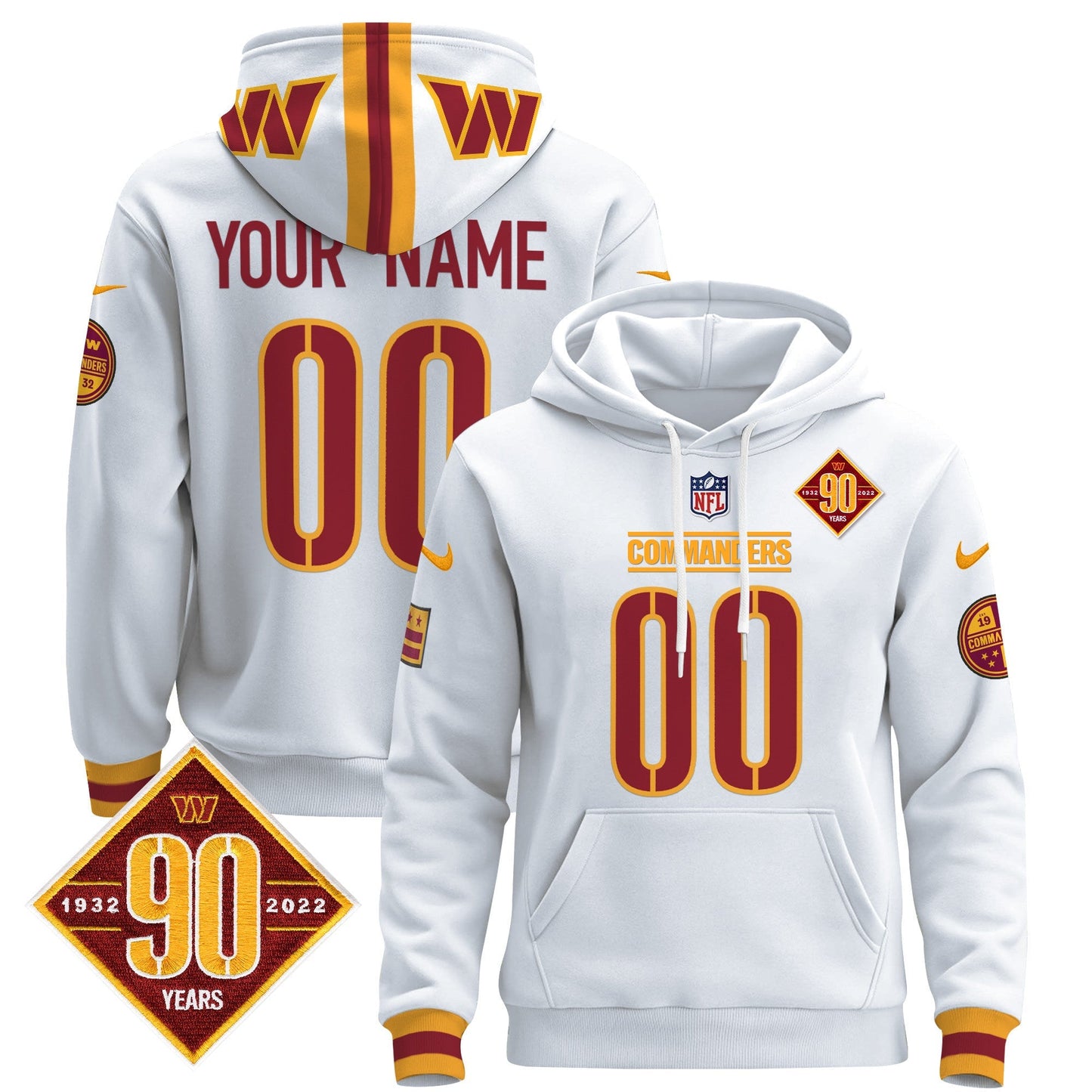 Washington Commanders 2024 Custom Pullover Hoodie - All Stitched