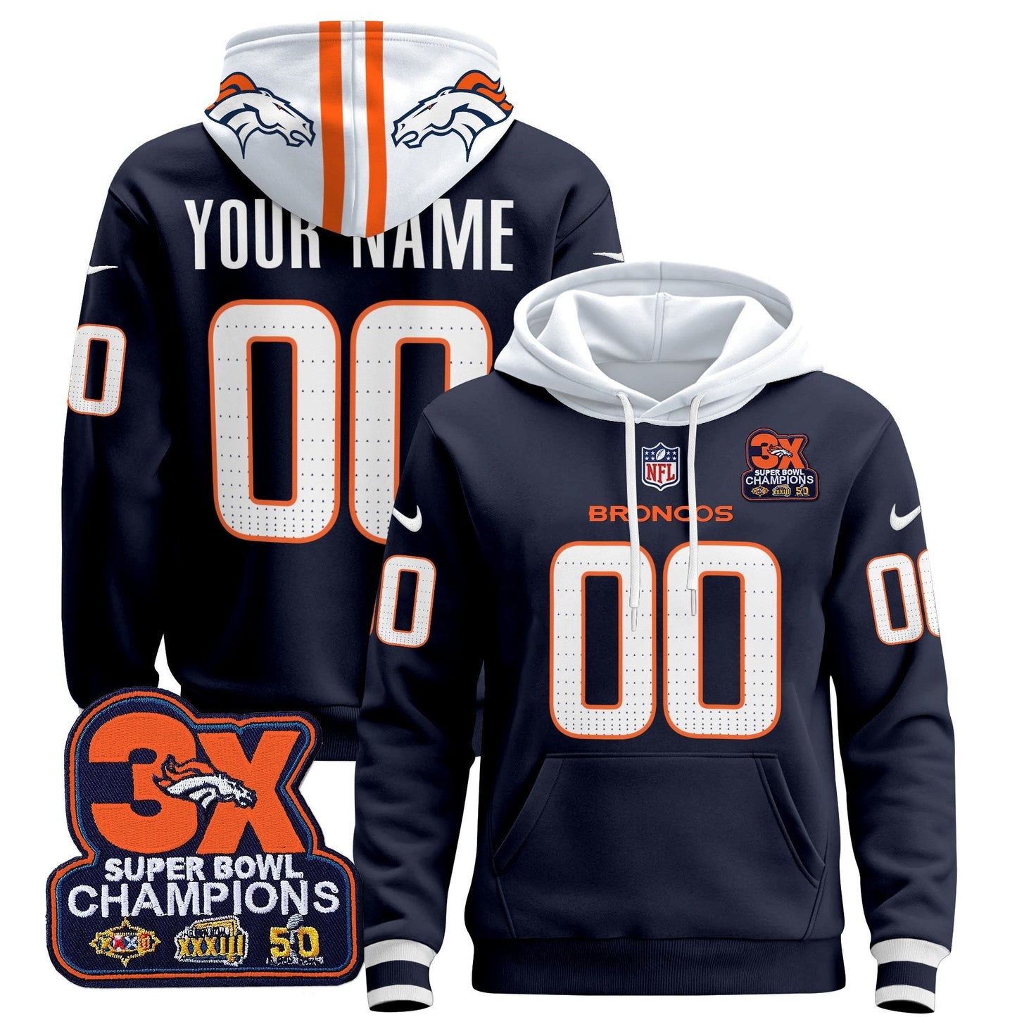 Denver Broncos 2025 Custom Pullover Hoodie