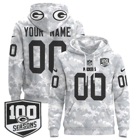 Green Bay Packers Throwback 2024 Salute to Service Custom Pullover Hoodie