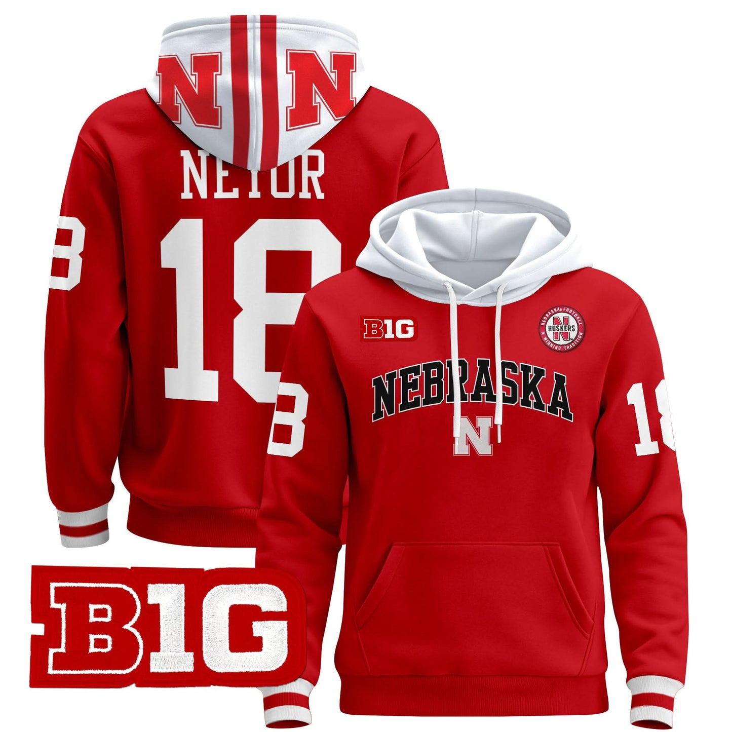 Nebraska Cornhuskers 2024 Pullover Hoodie V3 - Stitched