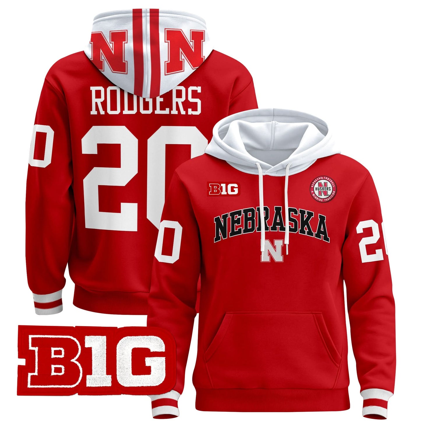 Nebraska Cornhuskers 2024 Pullover Hoodie V3 - Stitched