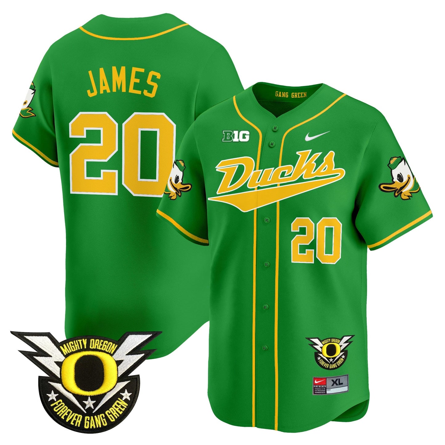 ORE 2024 Forever Gang Green & BIG Patch Vapor Baseball Jersey - All Stitched