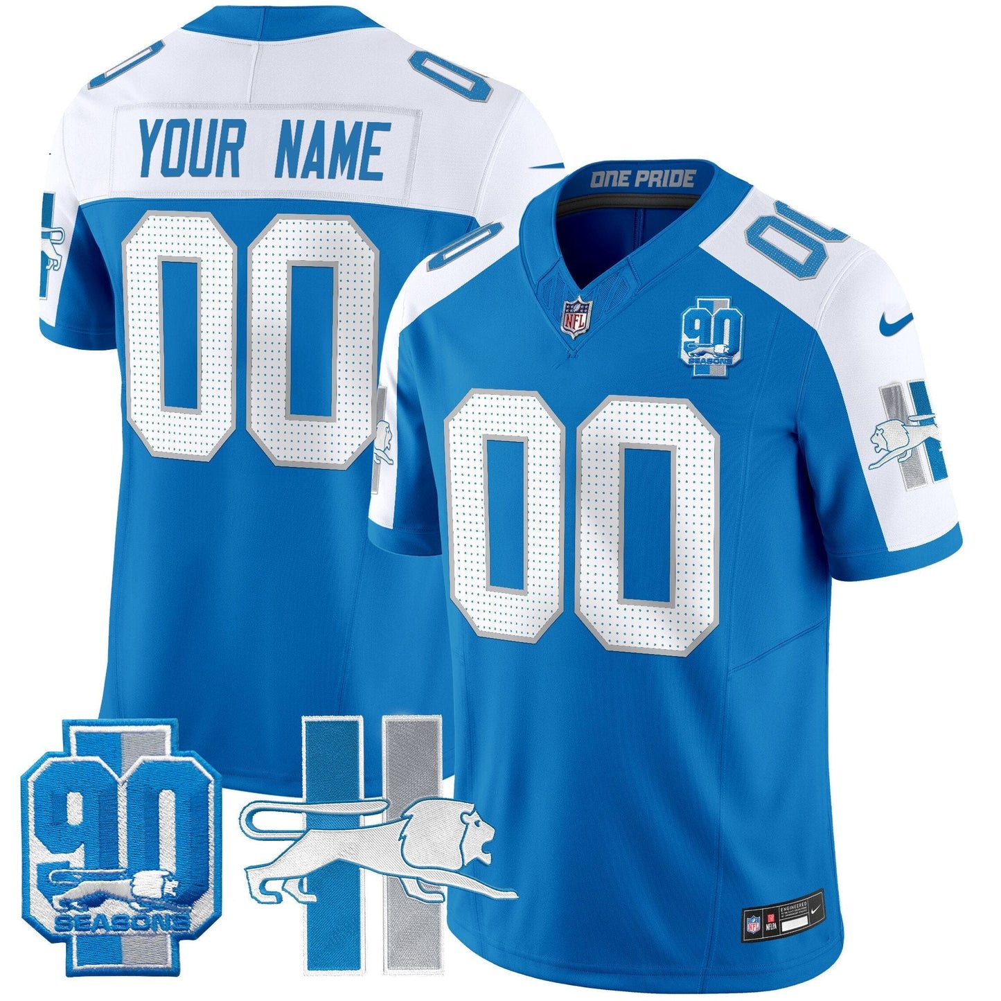 Detroit Lion 1946 Throwback Vapor Limited Custom Jersey - All Stitched