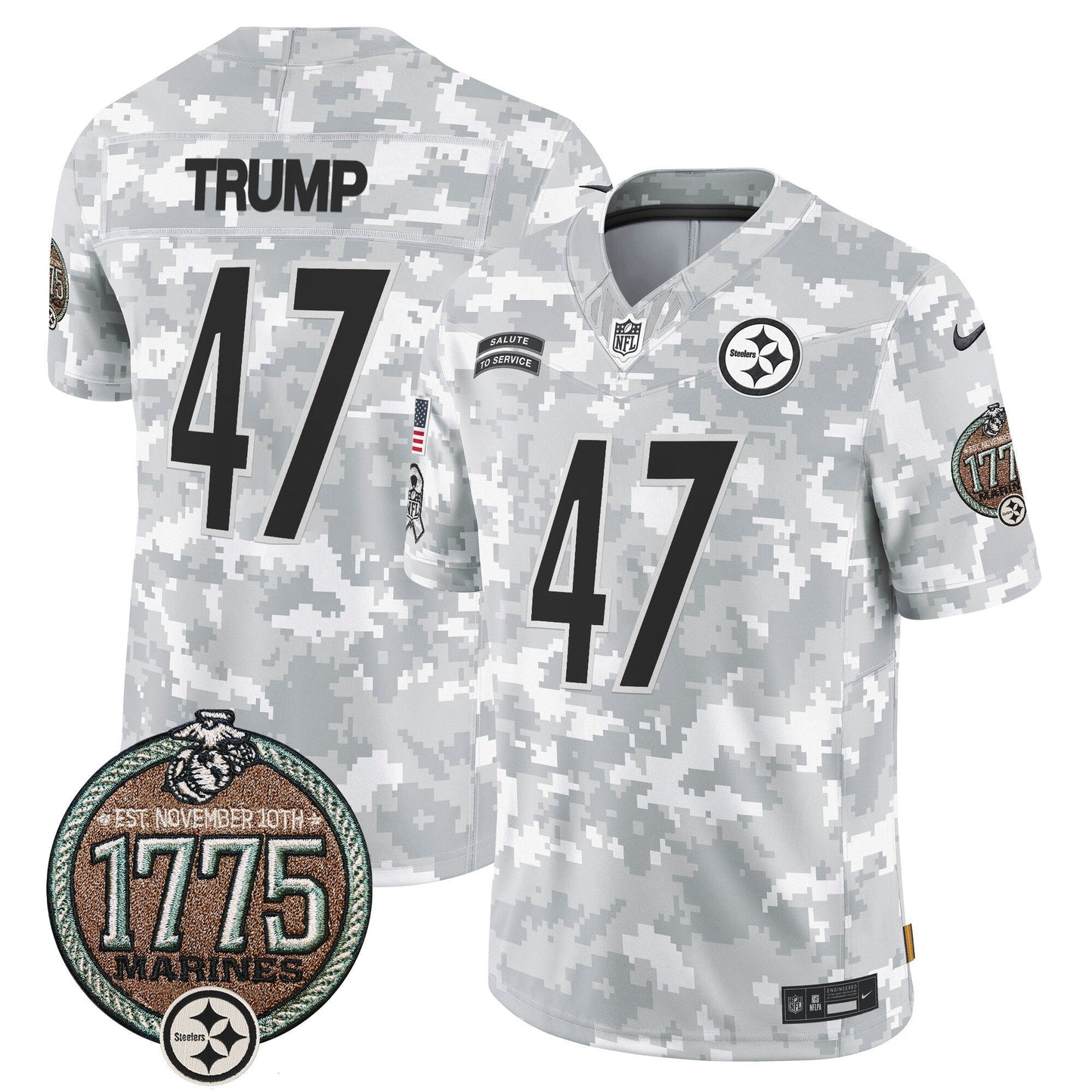 Steelers 2024 Salute to Service Establishment Year Patch Vapor Limited Jersey - All Stitched