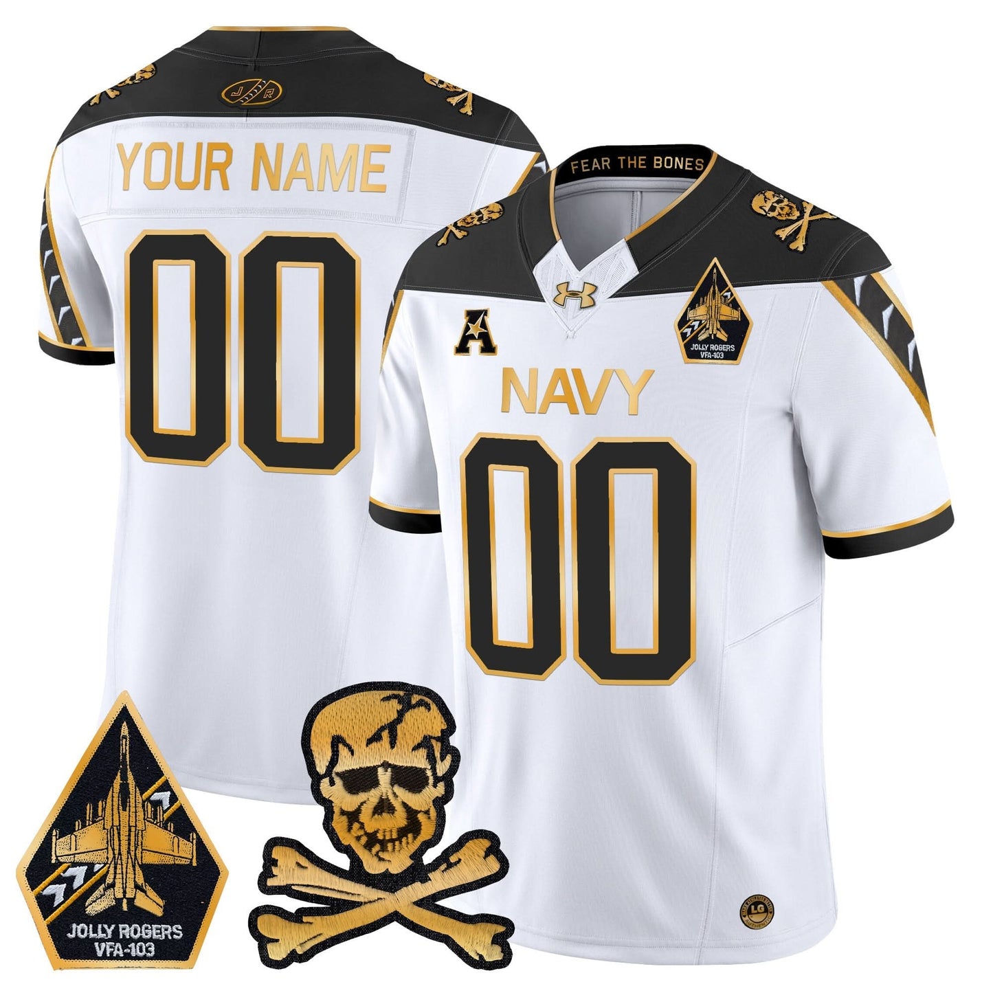 Navy Midshipmen 2024 Gold Vapor Limited Custom Jersey - All Stitched