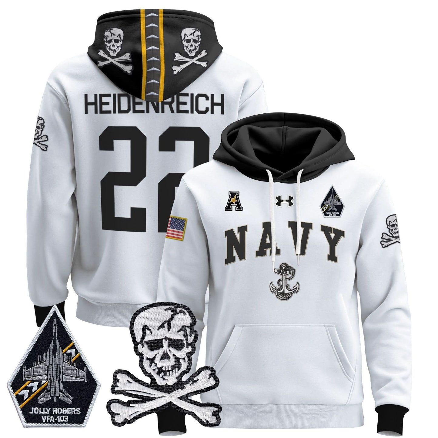Navy Midshipmen 2024 Pullover Hoodie V4 - Stitched