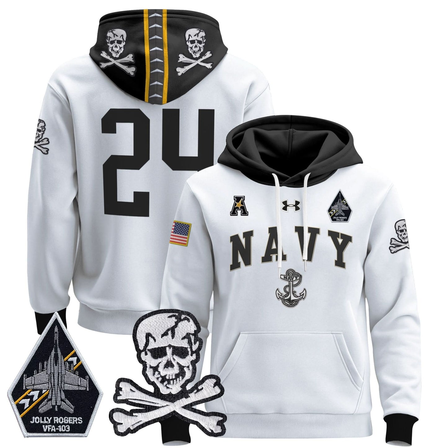 Navy Midshipmen 2024 Pullover Hoodie V4 - Stitched