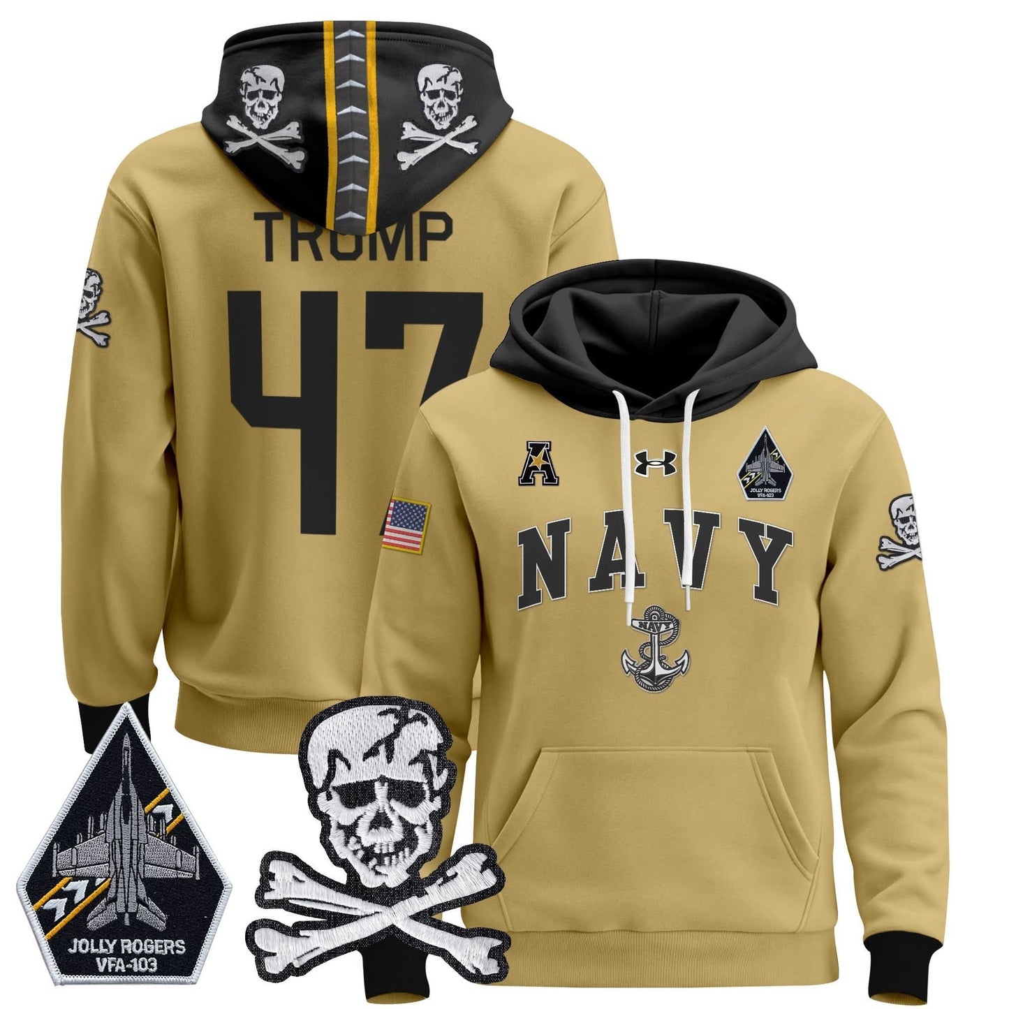 Navy Midshipmen 2024 Pullover Hoodie V4 - Stitched