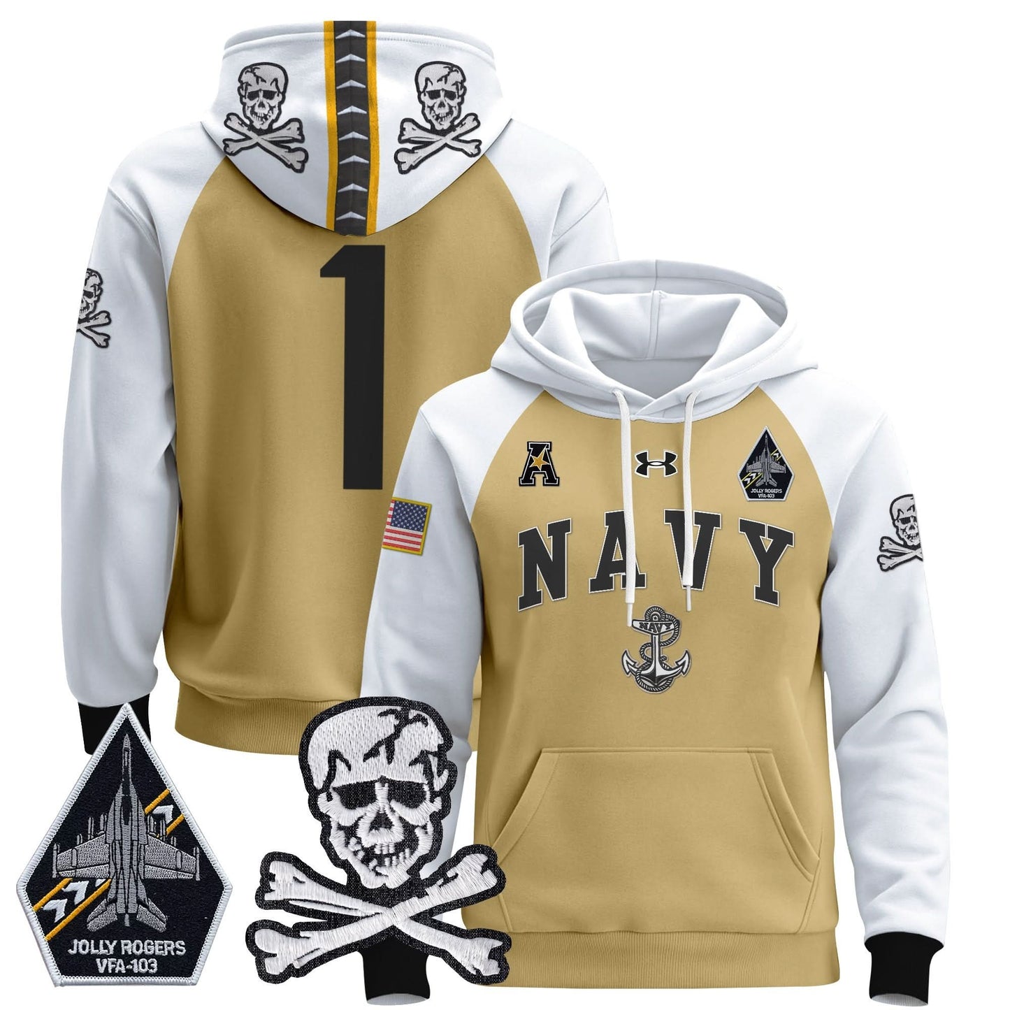 Navy Midshipmen 2024 Pullover Hoodie V4 - Stitched