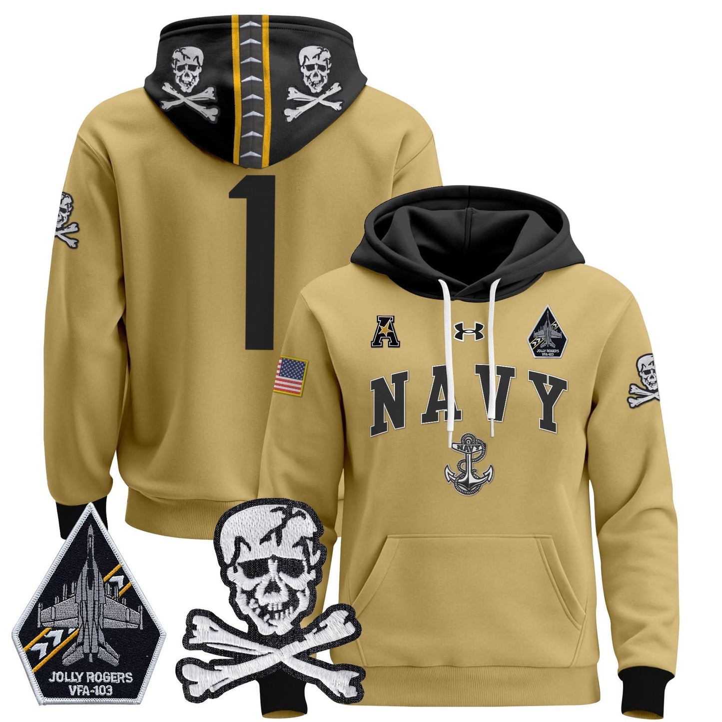 Navy Midshipmen 2024 Pullover Hoodie V4 - Stitched