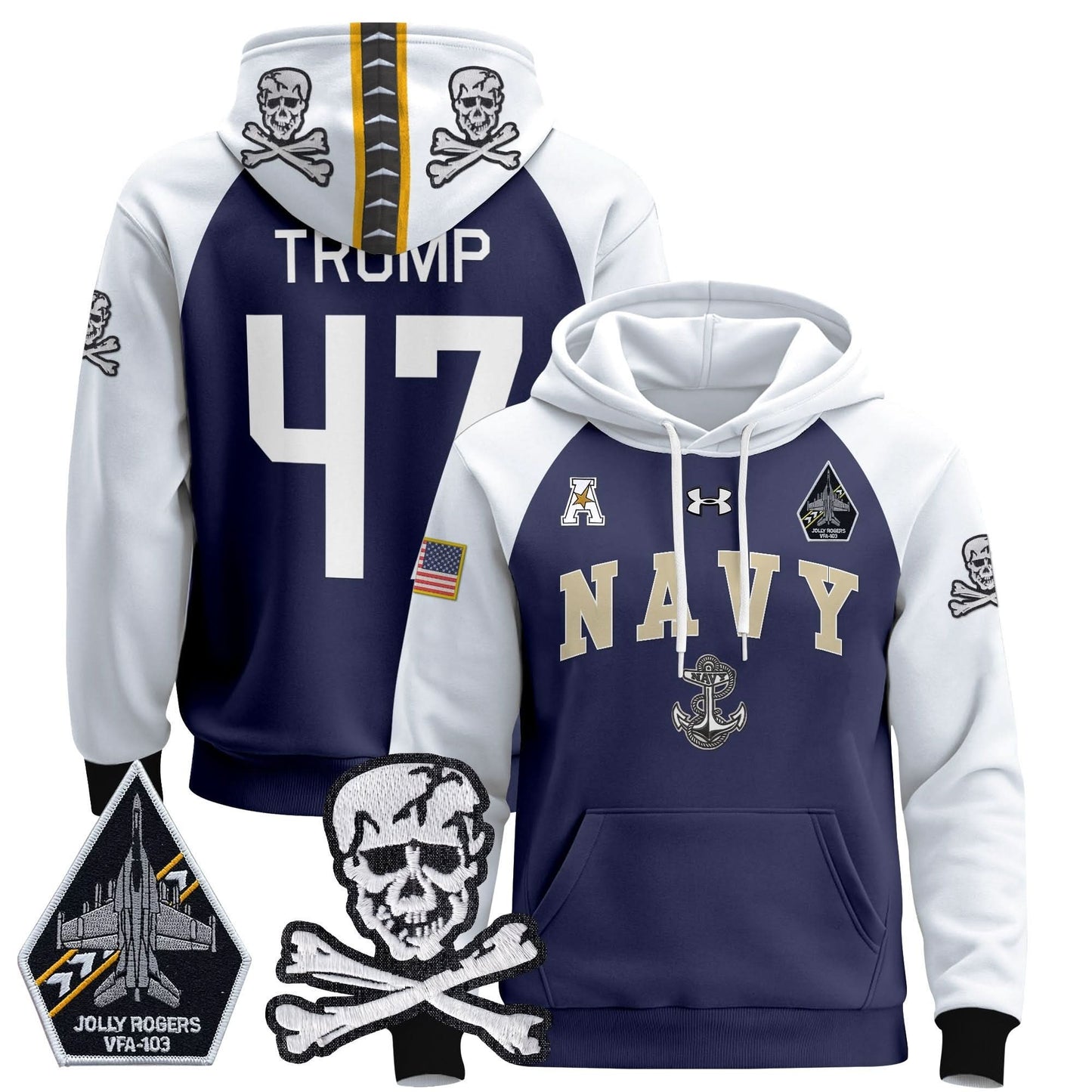 Navy Midshipmen 2024 Pullover Hoodie V4 - Stitched