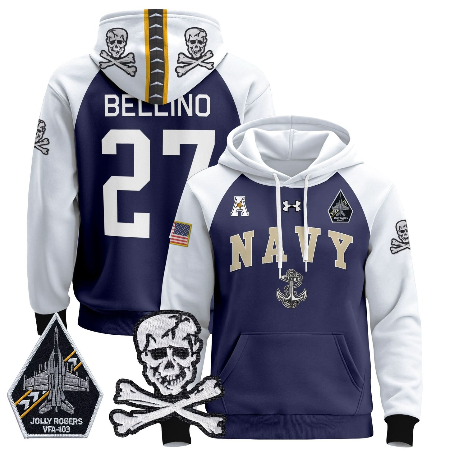 Navy Midshipmen 2024 Pullover Hoodie V4 - Stitched