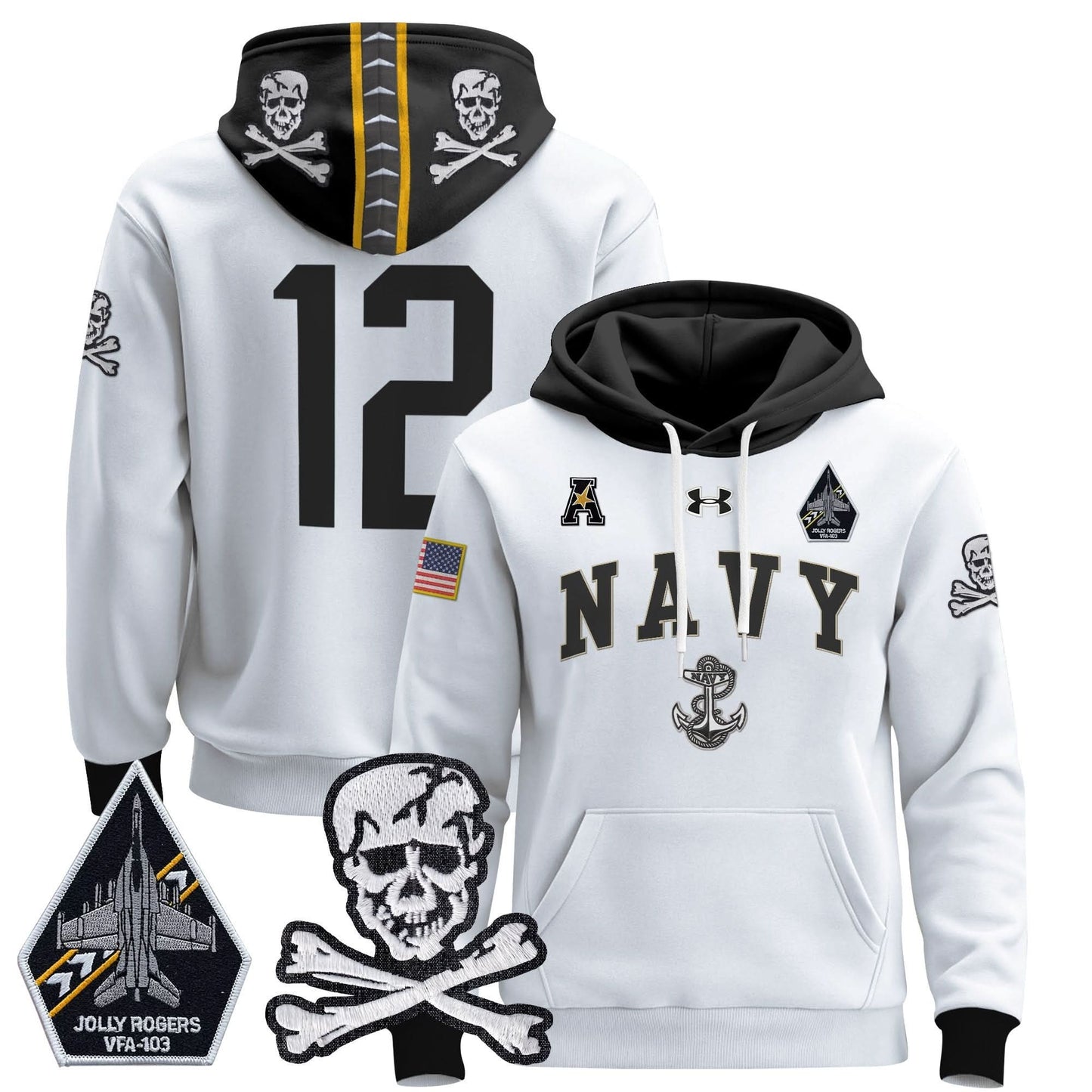 Navy Midshipmen 2024 Pullover Hoodie V4 - Stitched