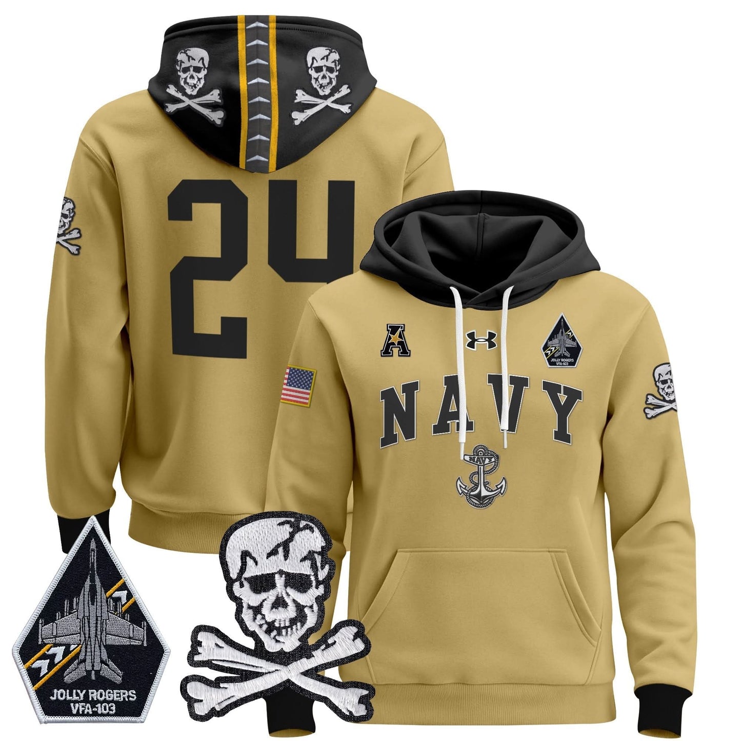 Navy Midshipmen 2024 Pullover Hoodie V4 - Stitched