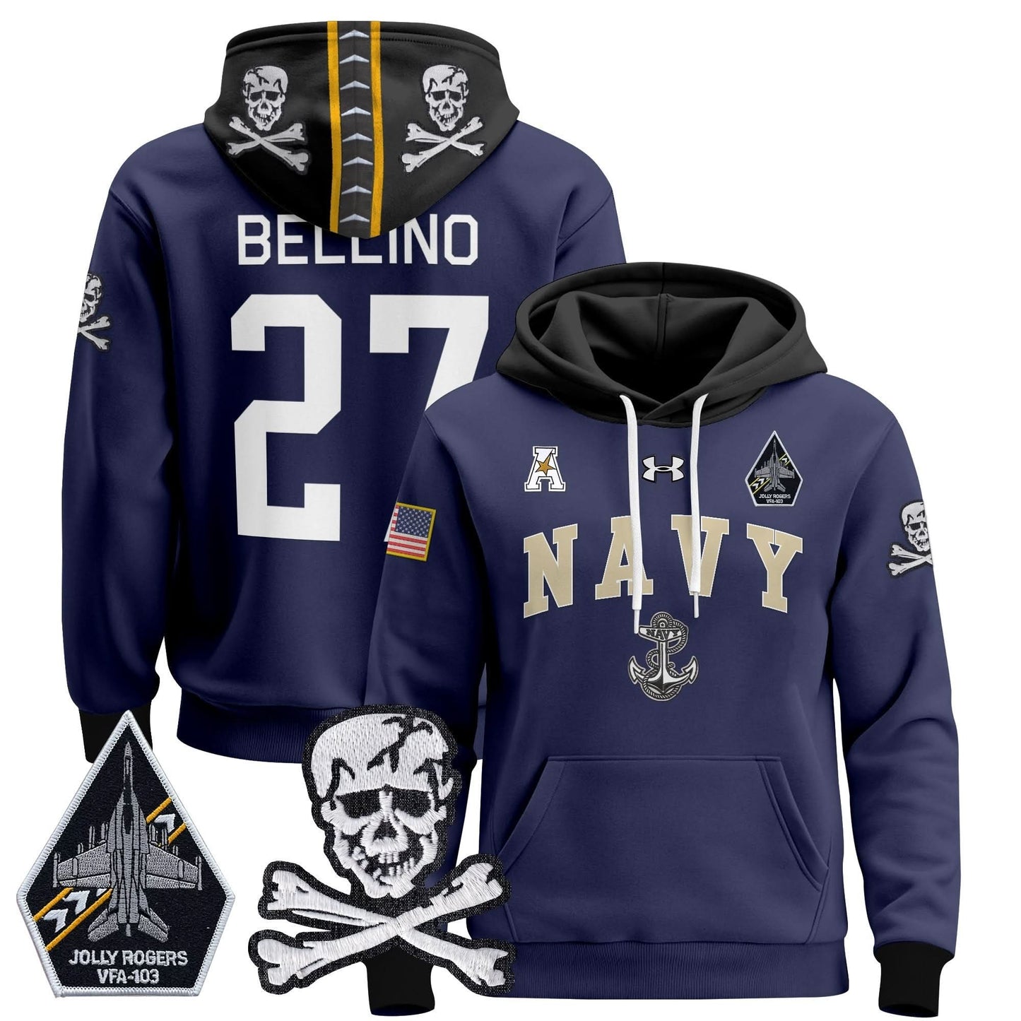 Navy Midshipmen 2024 Pullover Hoodie V4 - Stitched