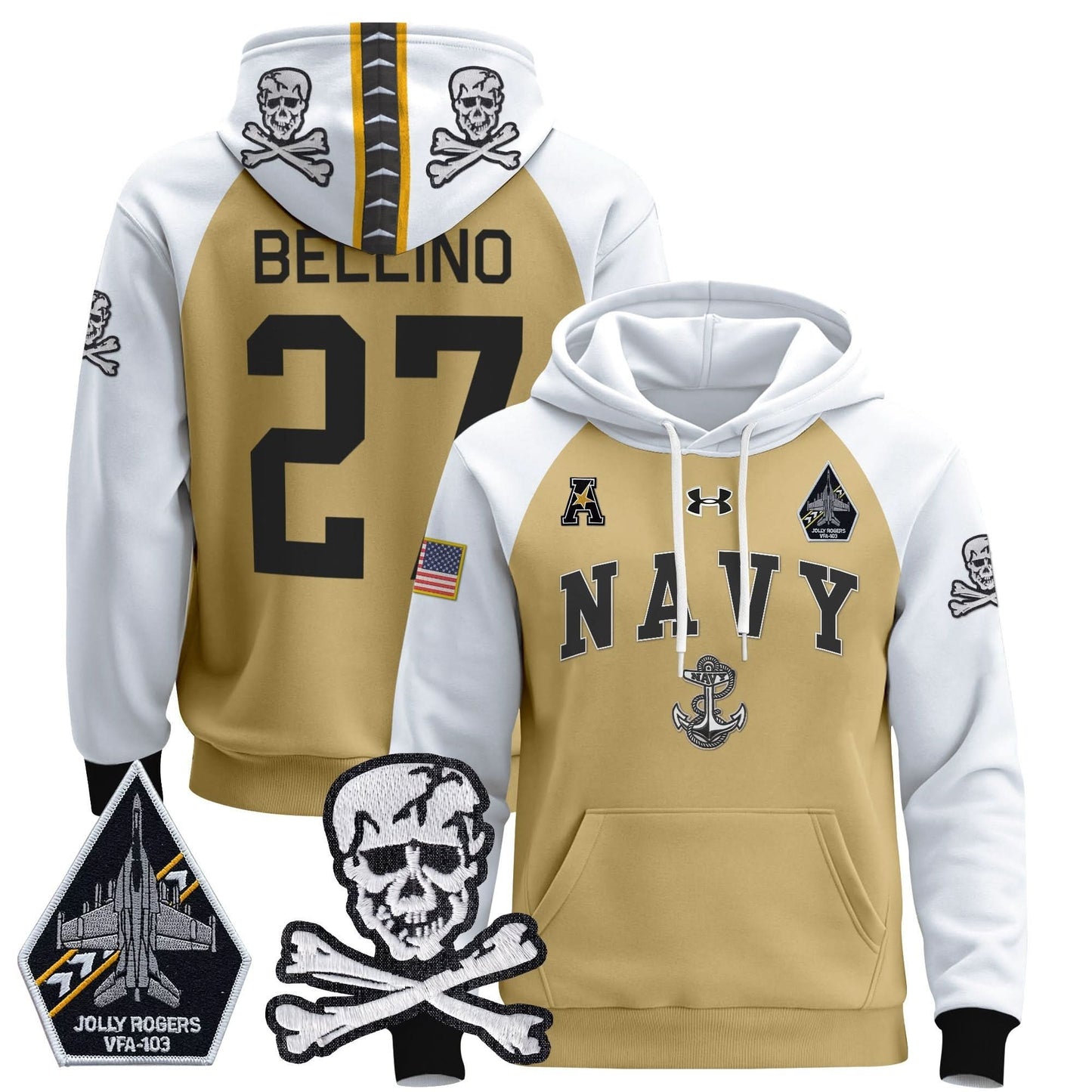Navy Midshipmen 2024 Pullover Hoodie V4 - Stitched