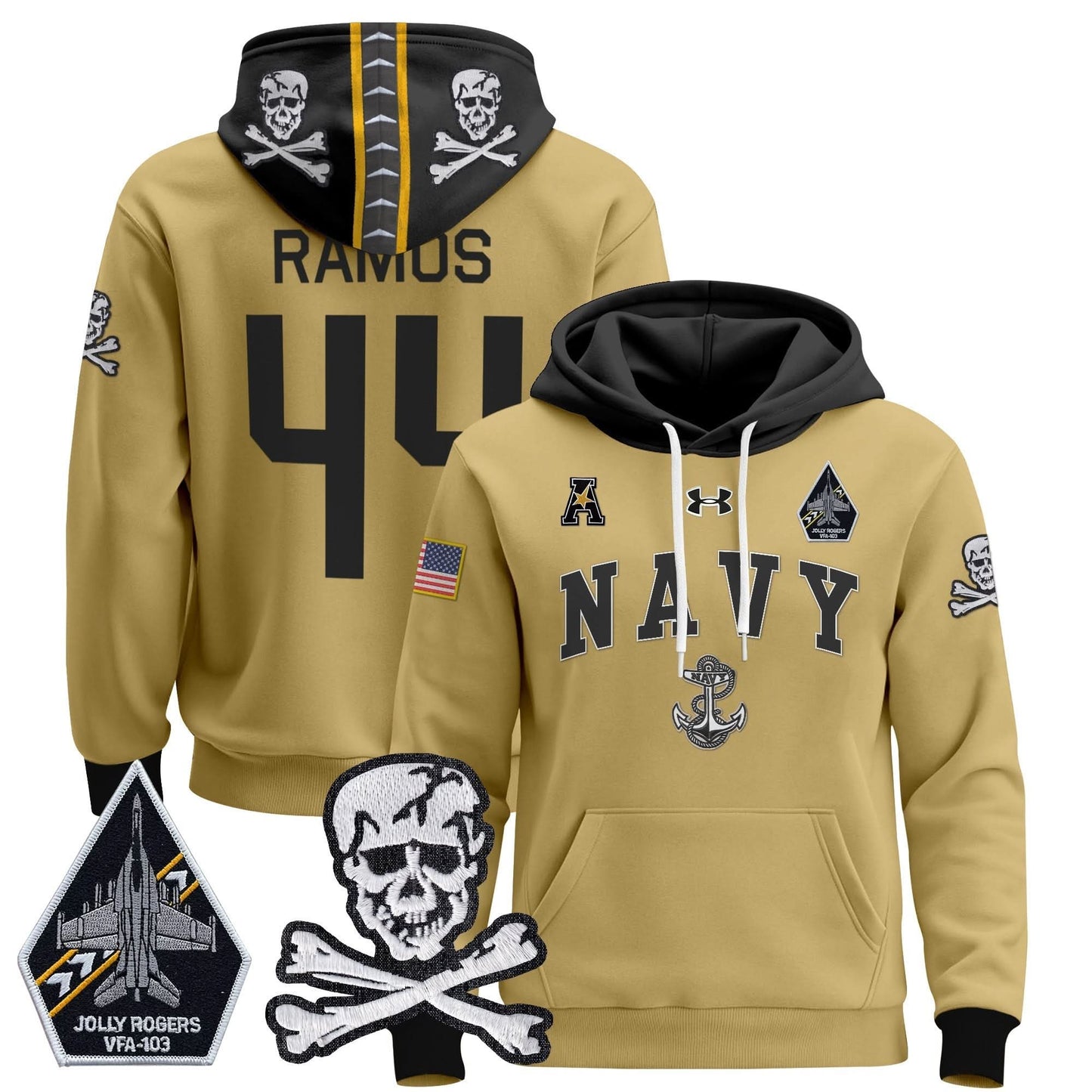 Navy Midshipmen 2024 Pullover Hoodie V4 - Stitched