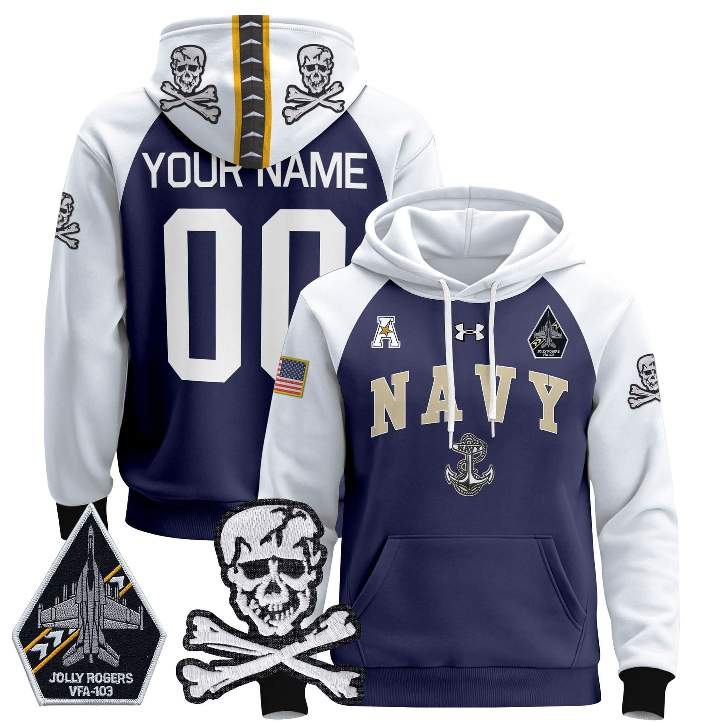 Navy Midshipmen 2024 Custom Pullover Hoodie V4 - Stitched