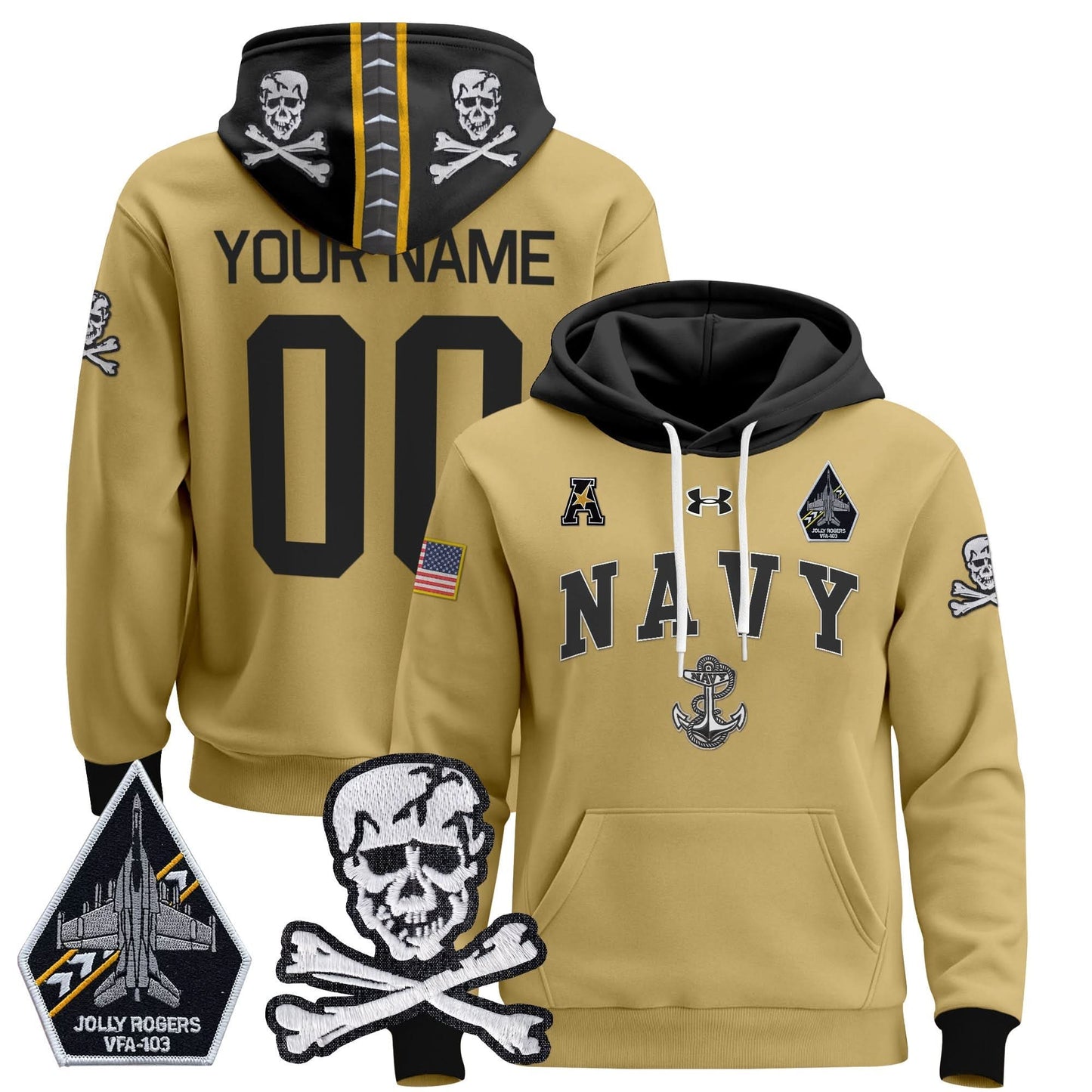 Navy Midshipmen 2024 Custom Pullover Hoodie V4 - Stitched