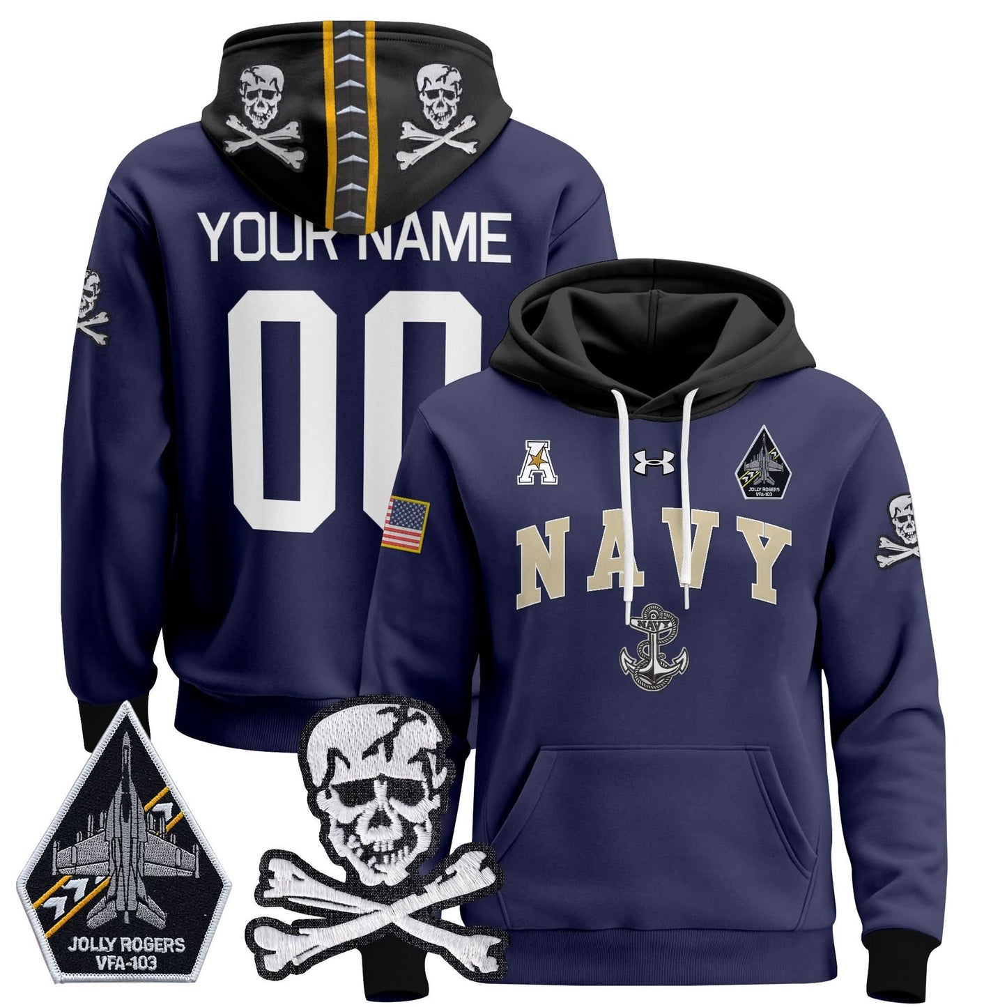 Navy Midshipmen 2024 Custom Pullover Hoodie V4 - Stitched