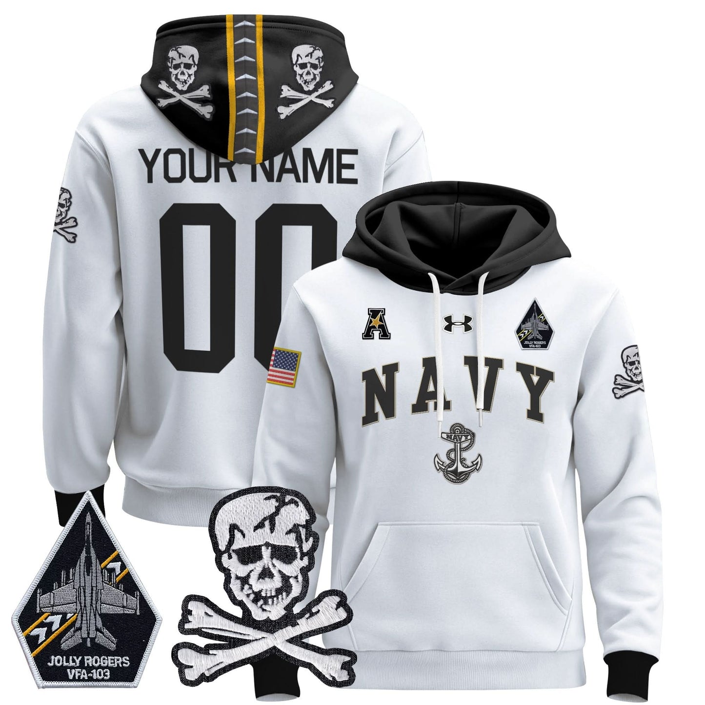 Navy Midshipmen 2024 Custom Pullover Hoodie V4 - Stitched