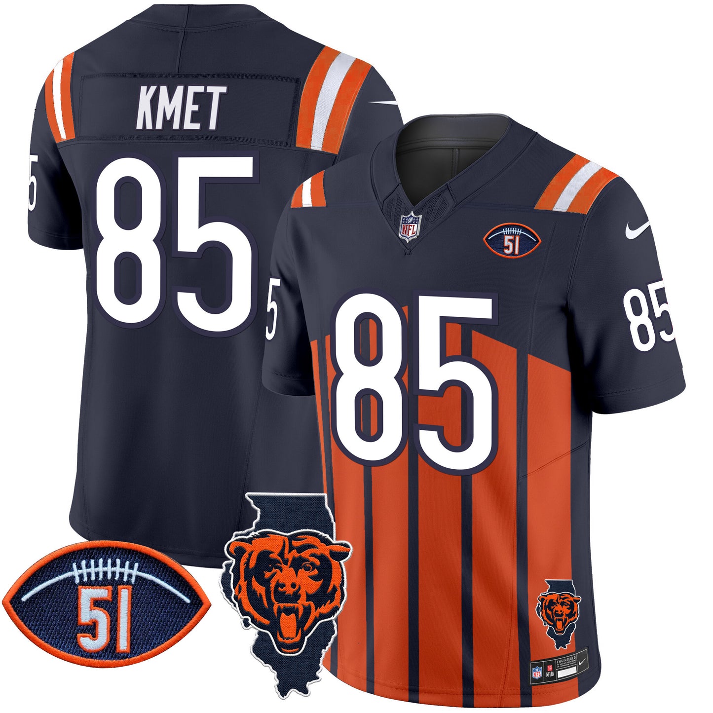 Men's Bears Illinois Patch Vapor Limited Jersey V2 - All Stitched