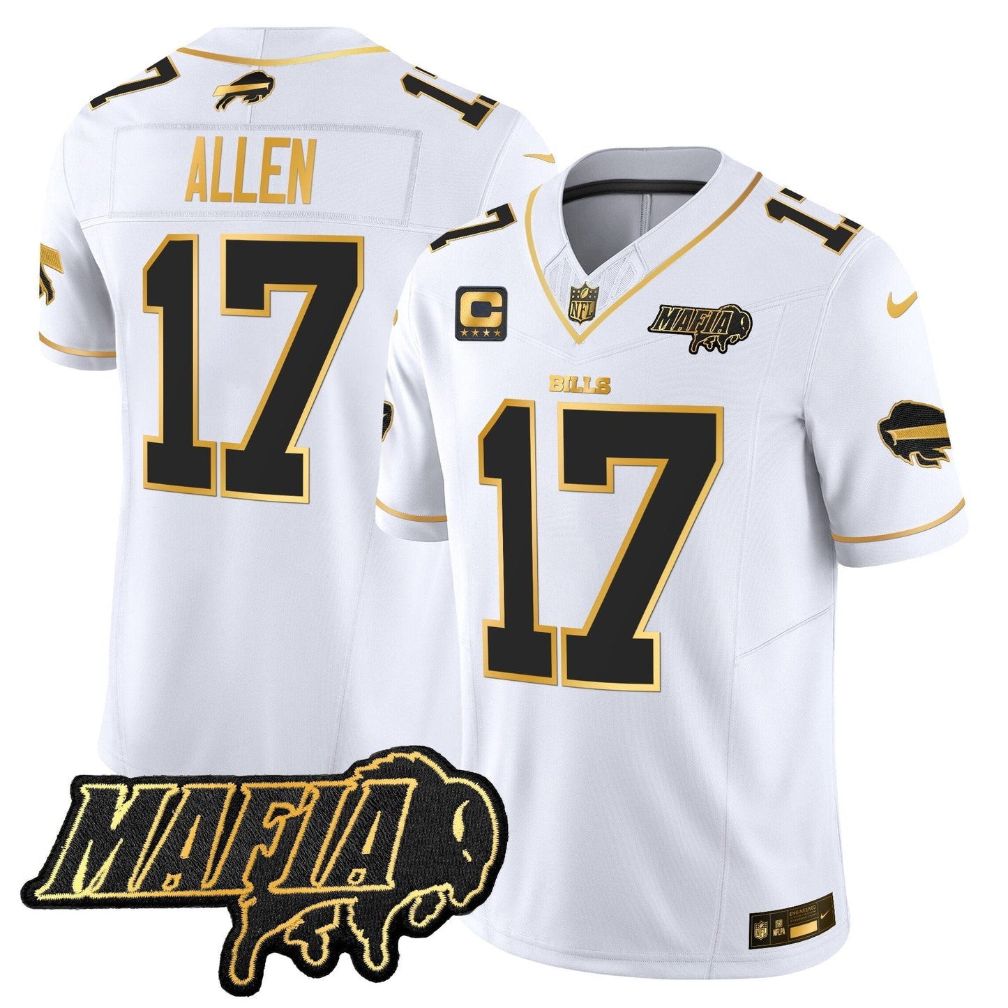 BUF 2024 Bills Mafia Patch Gold Vapor Limited Jersey - All Stitched