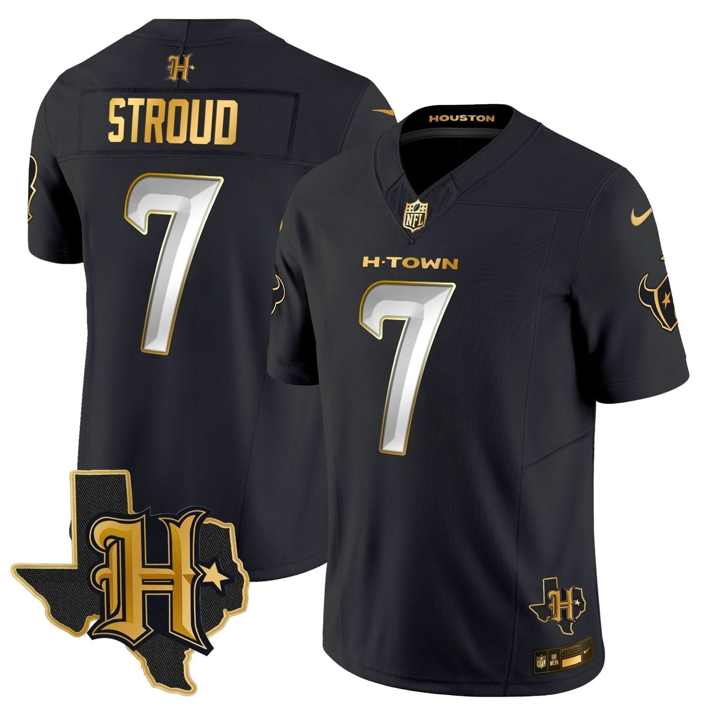 Houston Texans 2024 Texas Patch Gold Vapor Limited Jersey - All Stitched