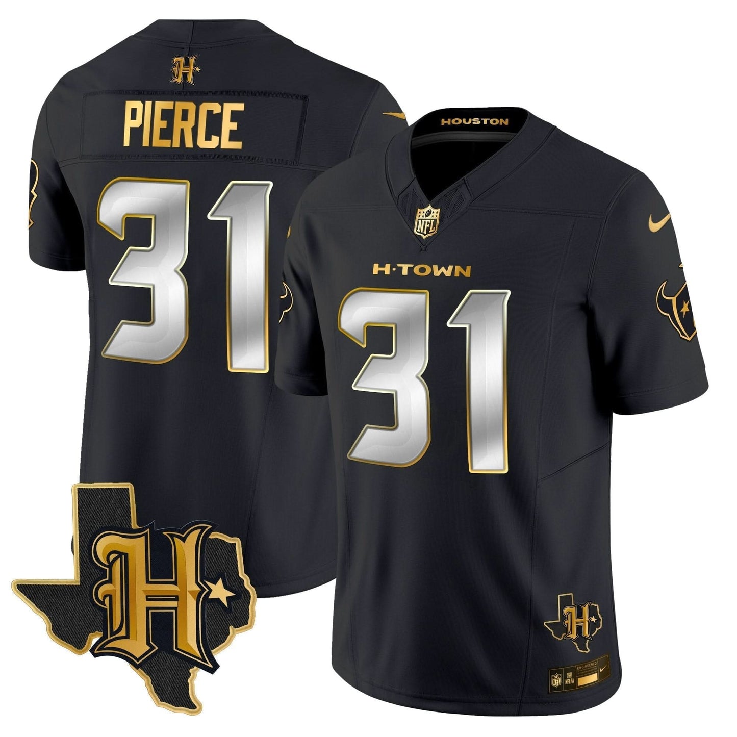 Houston Texans 2024 Texas Patch Gold Vapor Limited Jersey - All Stitched
