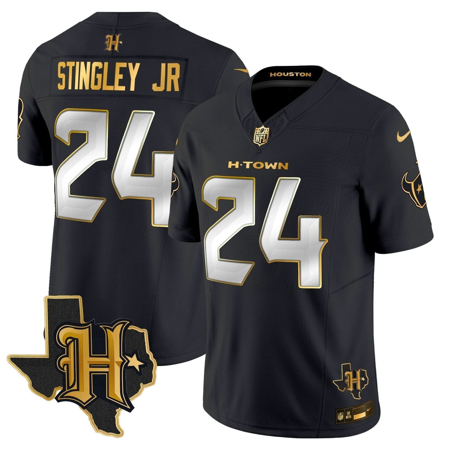 Houston Texans 2024 Texas Patch Gold Vapor Limited Jersey - All Stitched